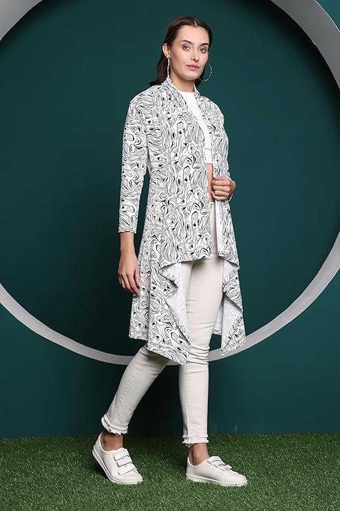 Zicada Front Open Abstract Print Shrug for Women