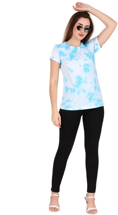 Zicada Women’s Tie-Dye Printed T-Shirt | Stylish Casual Round Neck Short Sleeve Tee