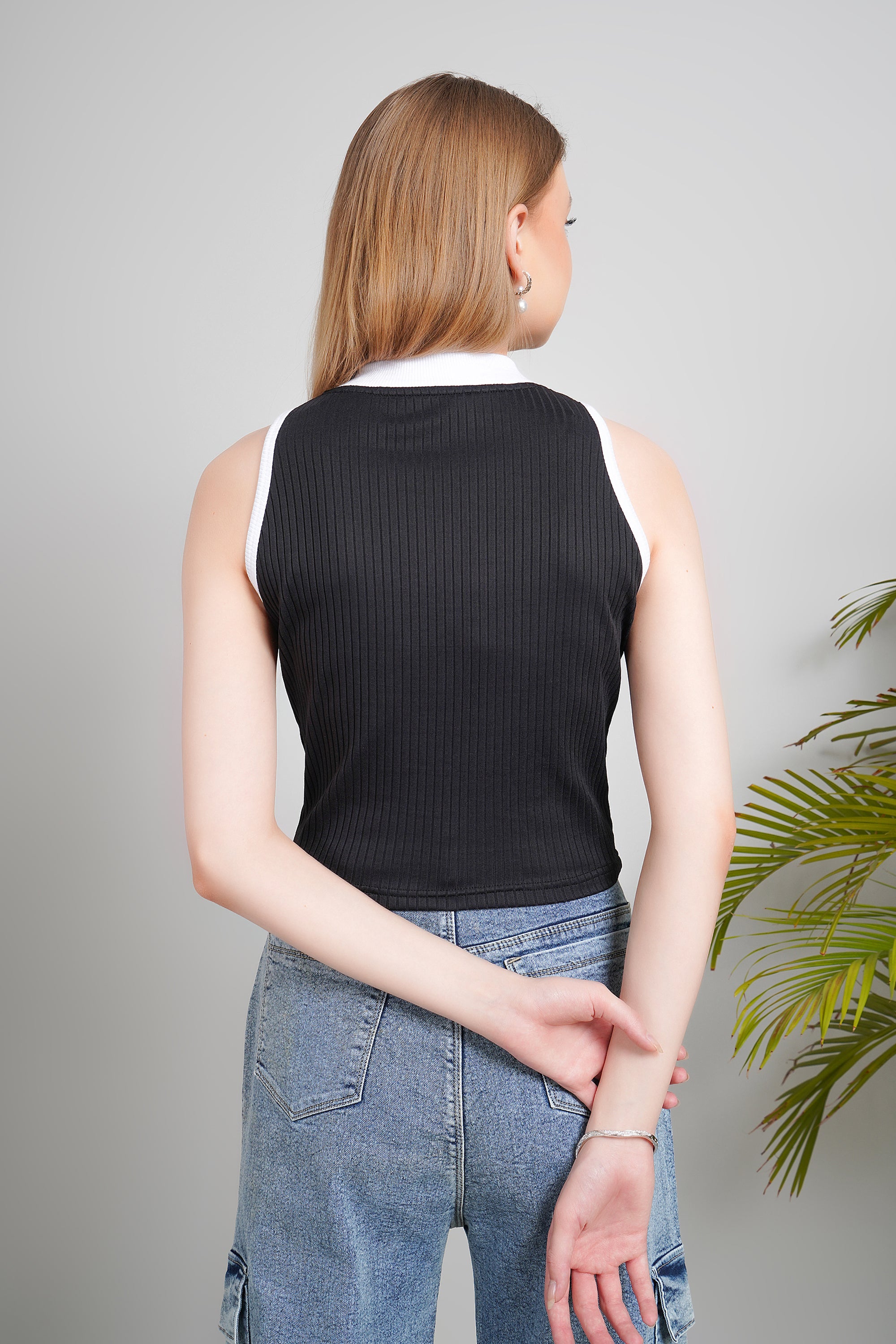 Women's Sleeveless Crop Tank Top – Stretchable Cotton Blend | Casual Summer Top for Girls & Women