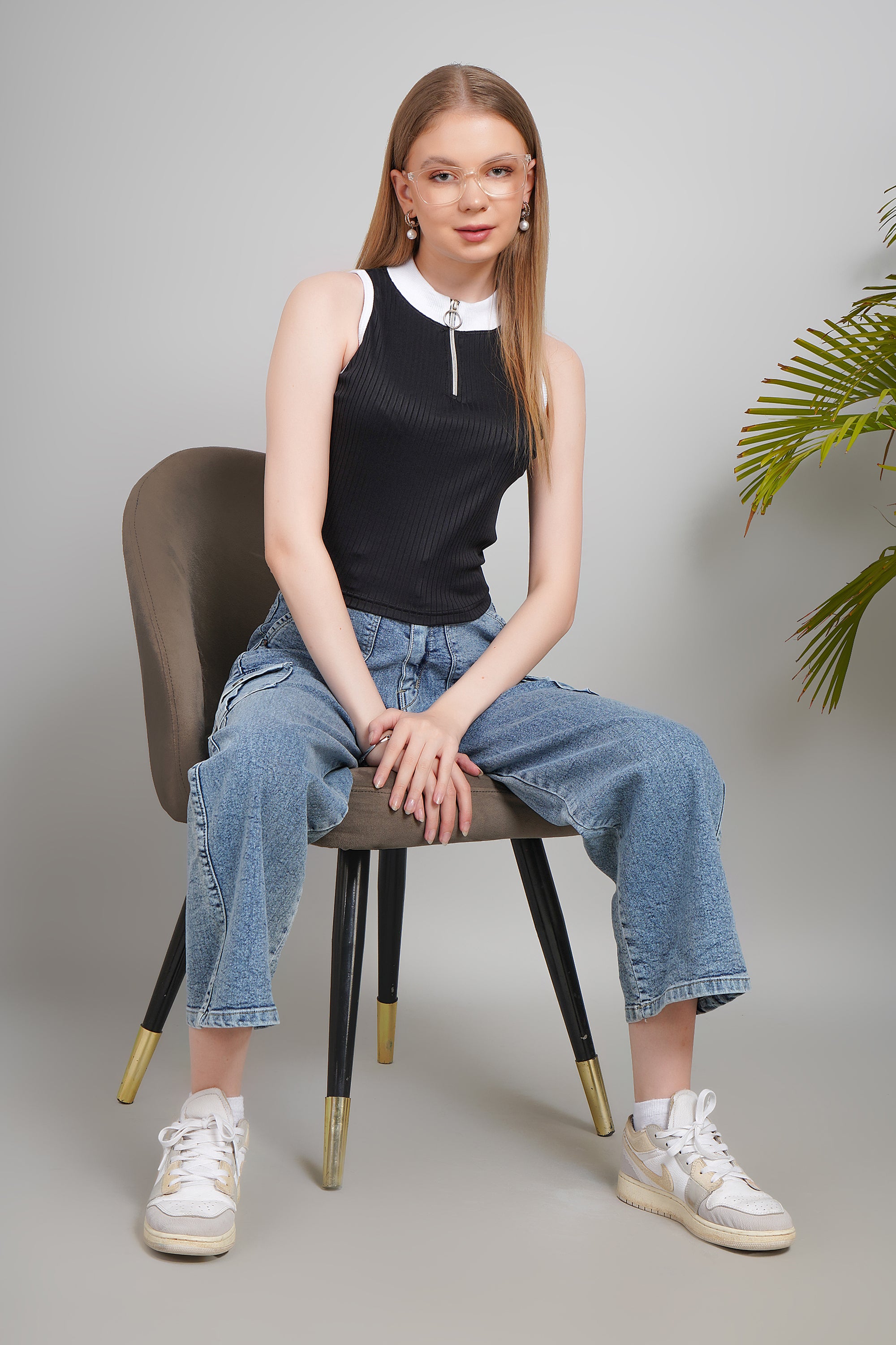 Women's Sleeveless Crop Tank Top – Stretchable Cotton Blend | Casual Summer Top for Girls & Women