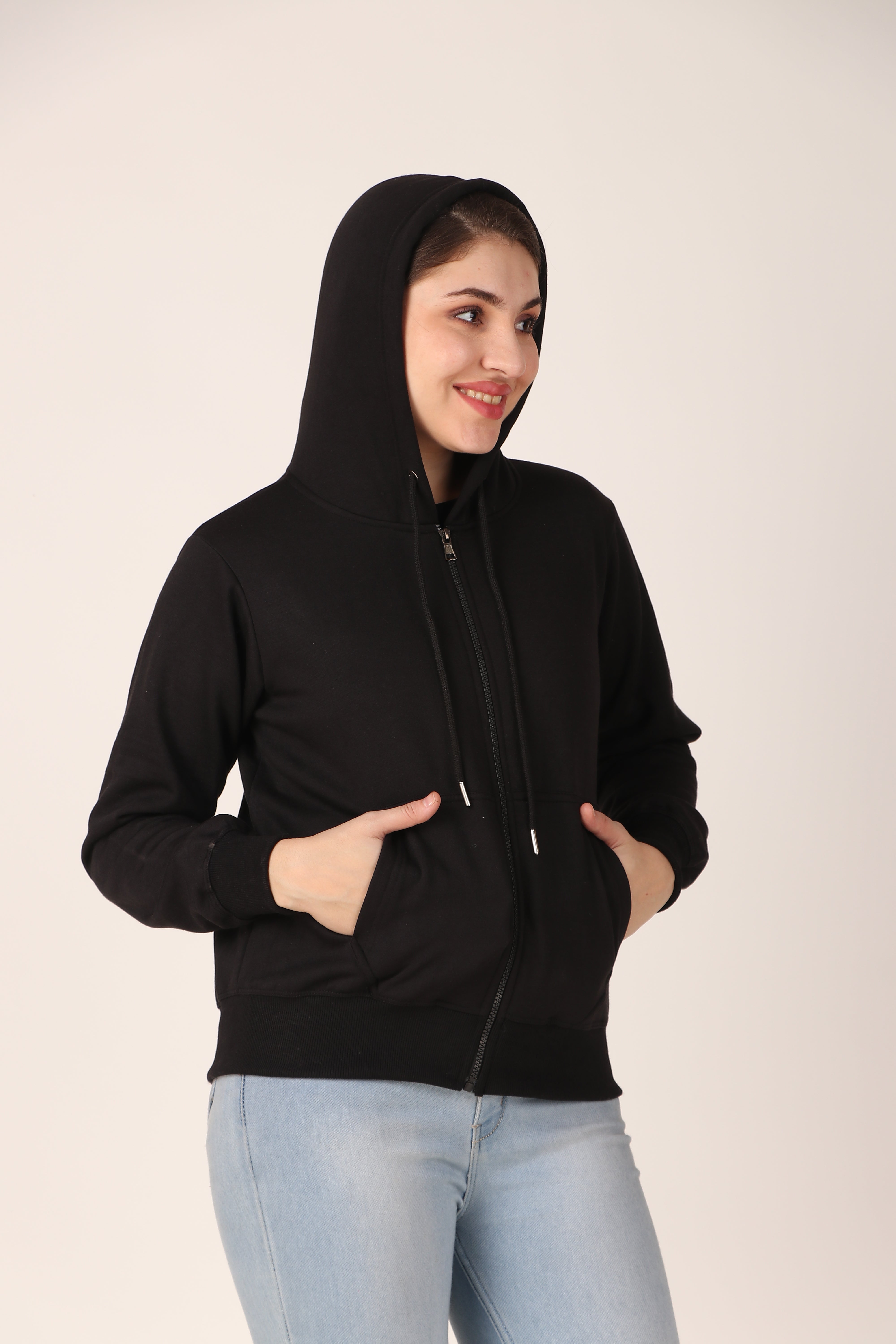Women's Zip-Up Hoodie Full Zip Cotton Blend Hoodie with Pockets, Long Sleeve