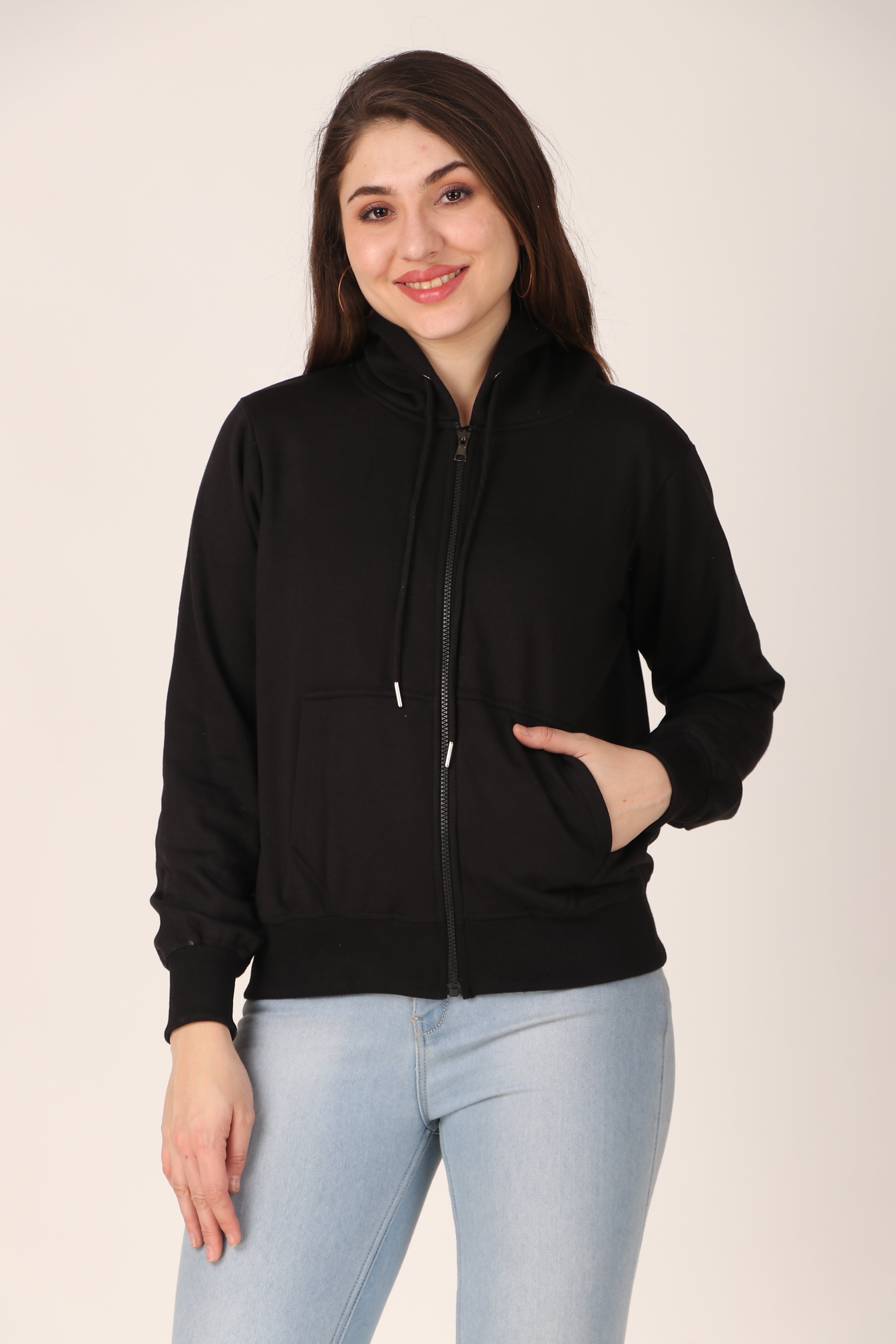 Women's Zip-Up Hoodie Full Zip Cotton Blend Hoodie with Pockets, Long Sleeve