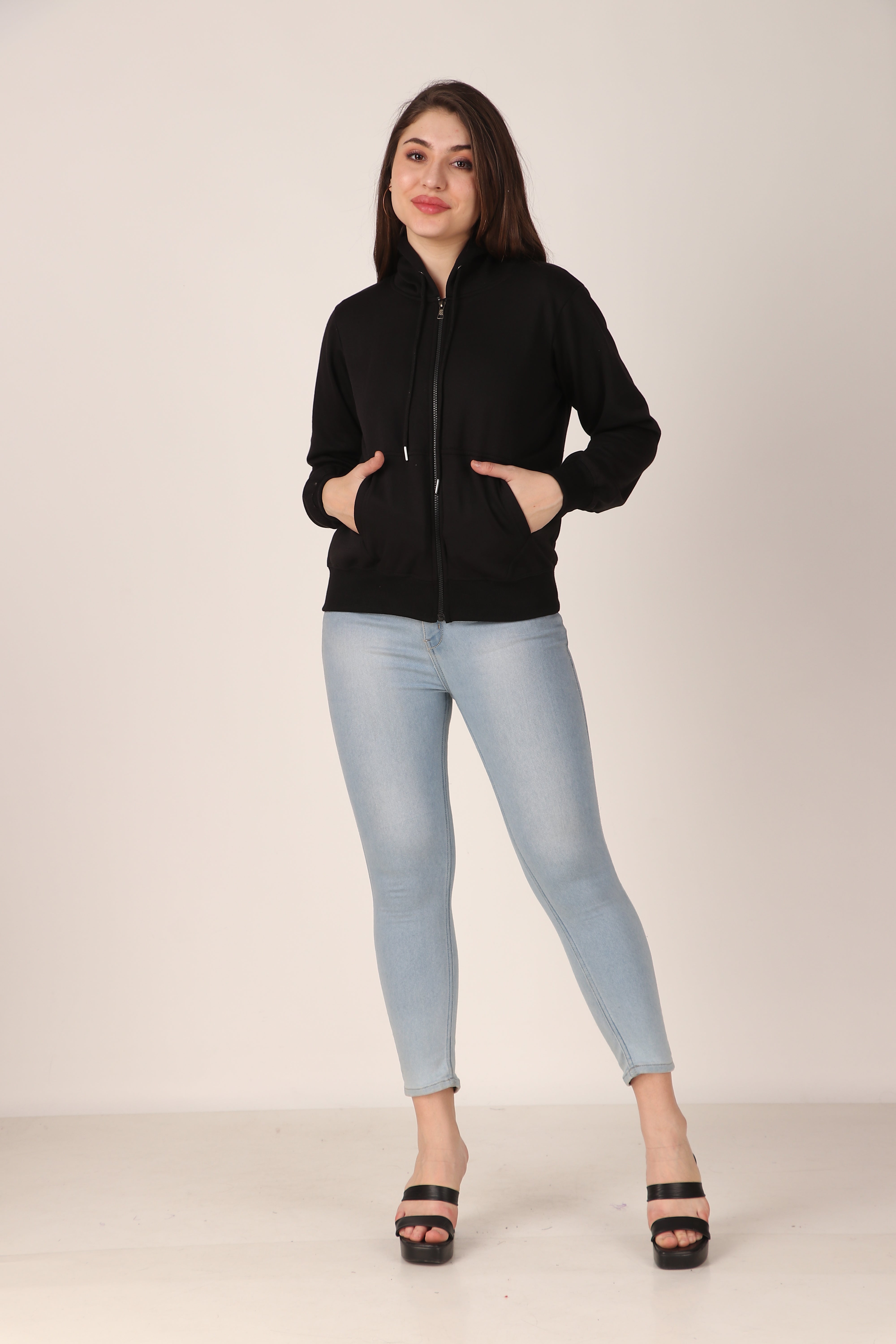 Women's Zip-Up Hoodie Full Zip Cotton Blend Hoodie with Pockets, Long Sleeve