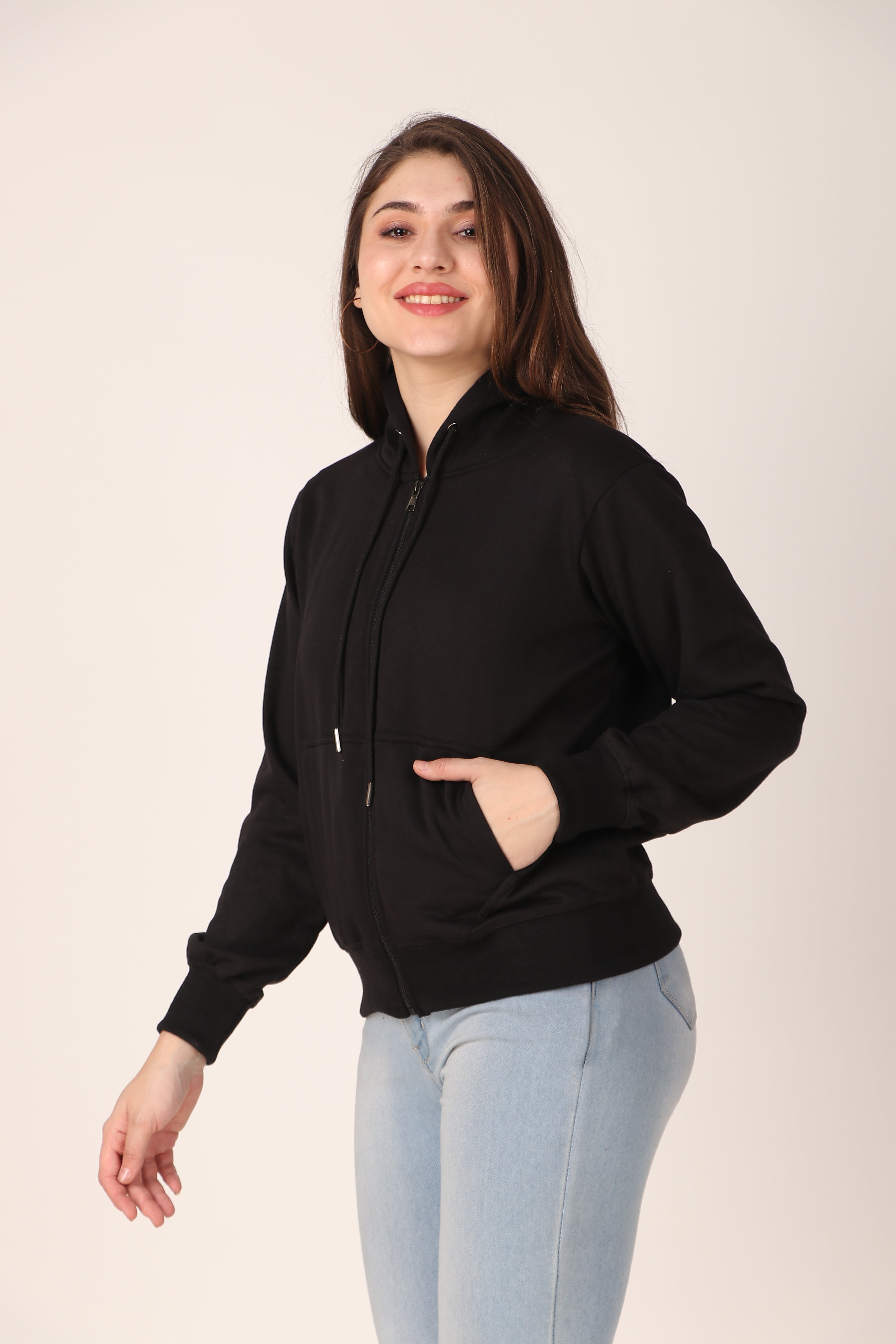 Women's Zip-Up Hoodie Full Zip Cotton Blend Hoodie with Pockets, Long Sleeve