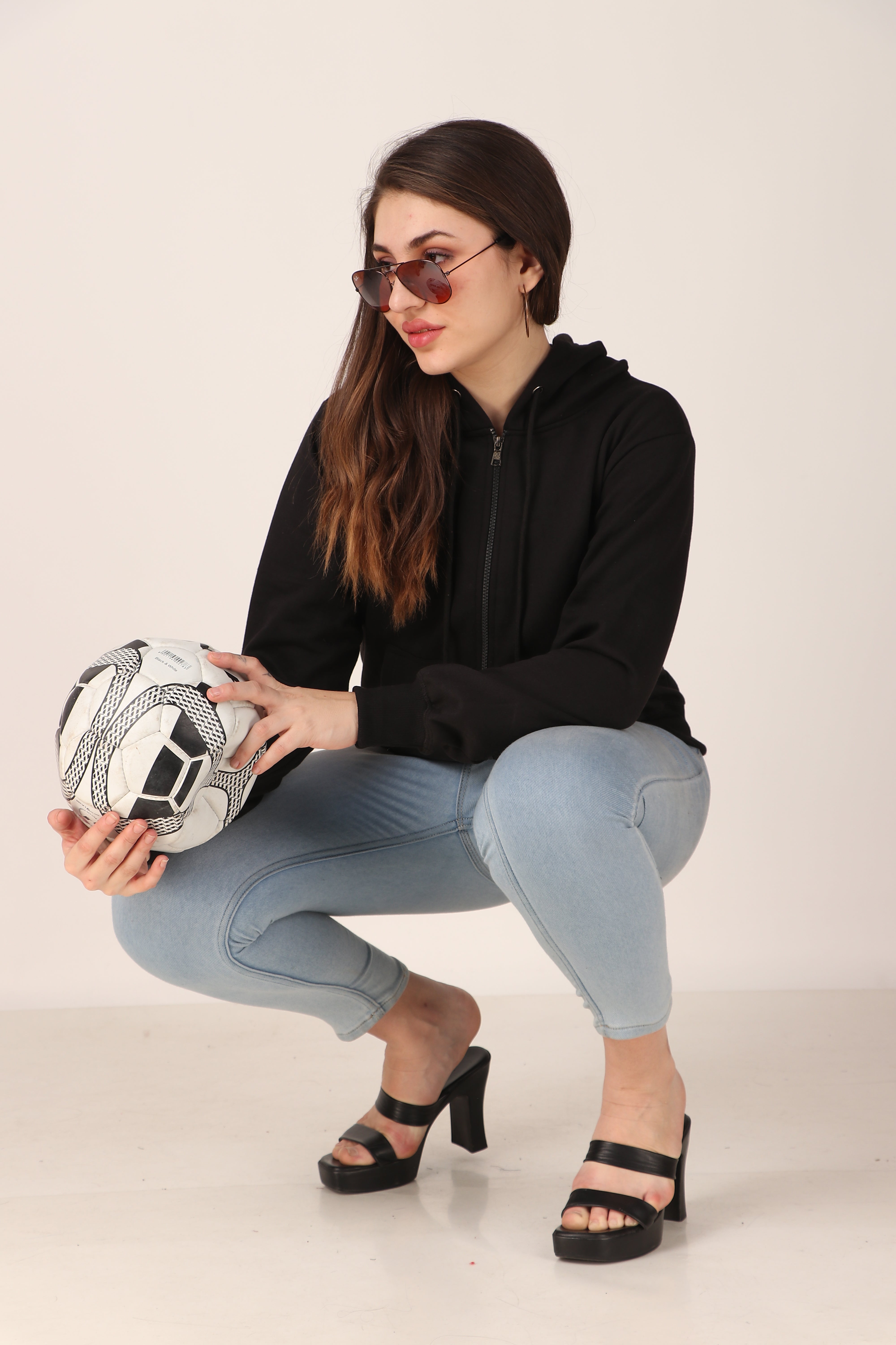 Women's Zip-Up Hoodie Full Zip Cotton Blend Hoodie with Pockets, Long Sleeve