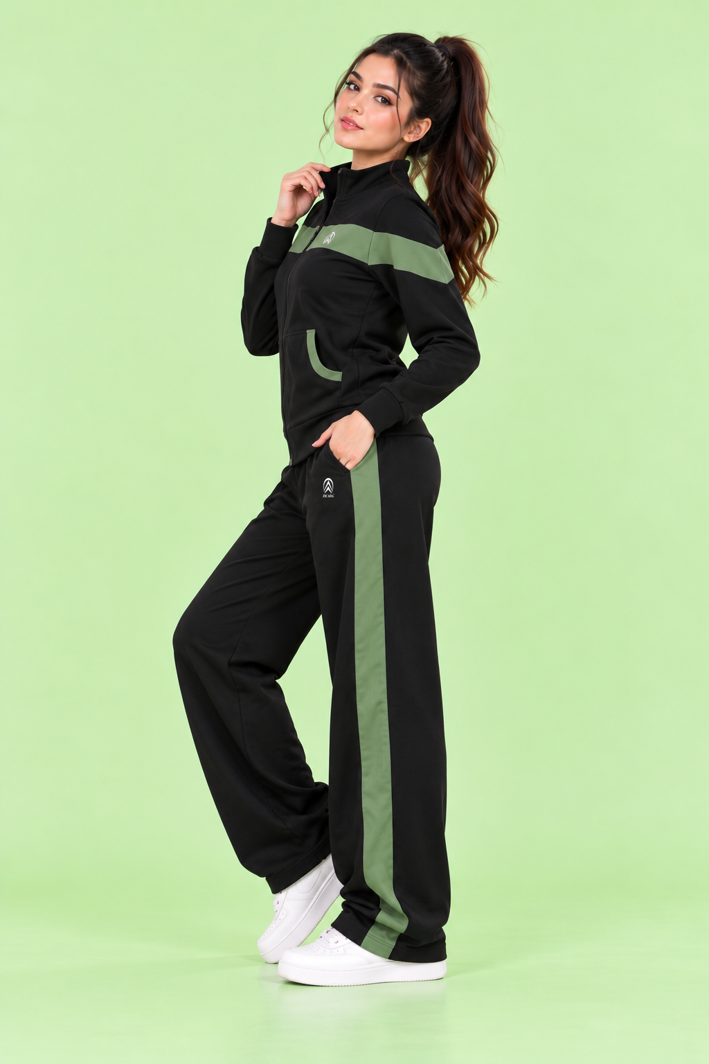 Women's Tracksuit Co-Ord Set | Full Sleeve High Neck Zipper Jacket with Jogger Pants | Casual Sports Wear | Lightweight Activewear for Women