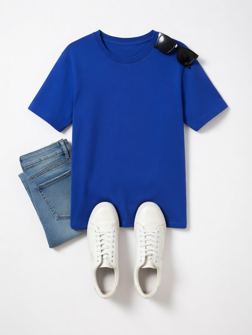 Women’s Oversized Solid T-Shirt | Relaxed Fit Round Neck Casual Loose Tee