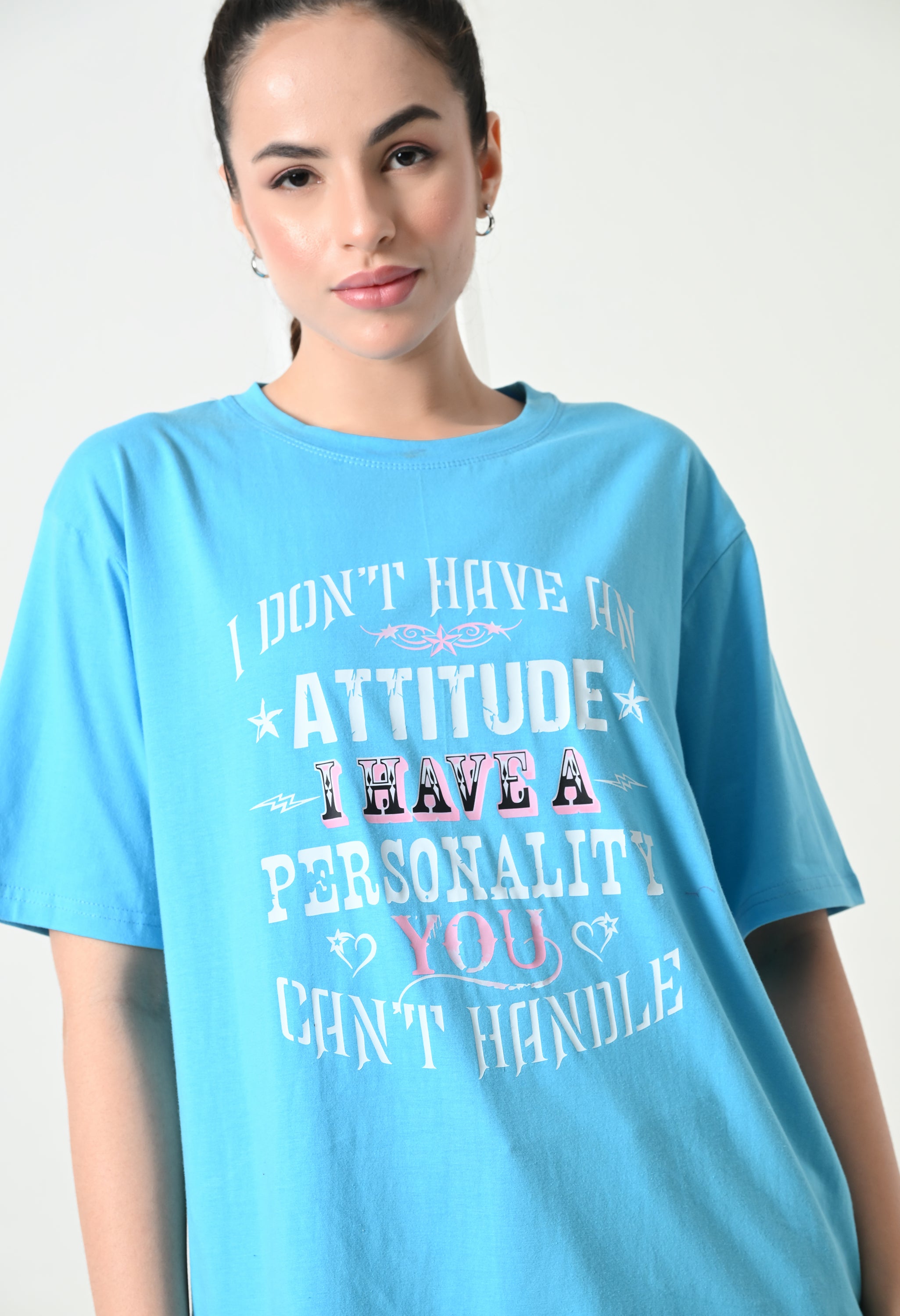 Women's Oversized Round Neck Cotton blend Half Sleeve T-Shirts