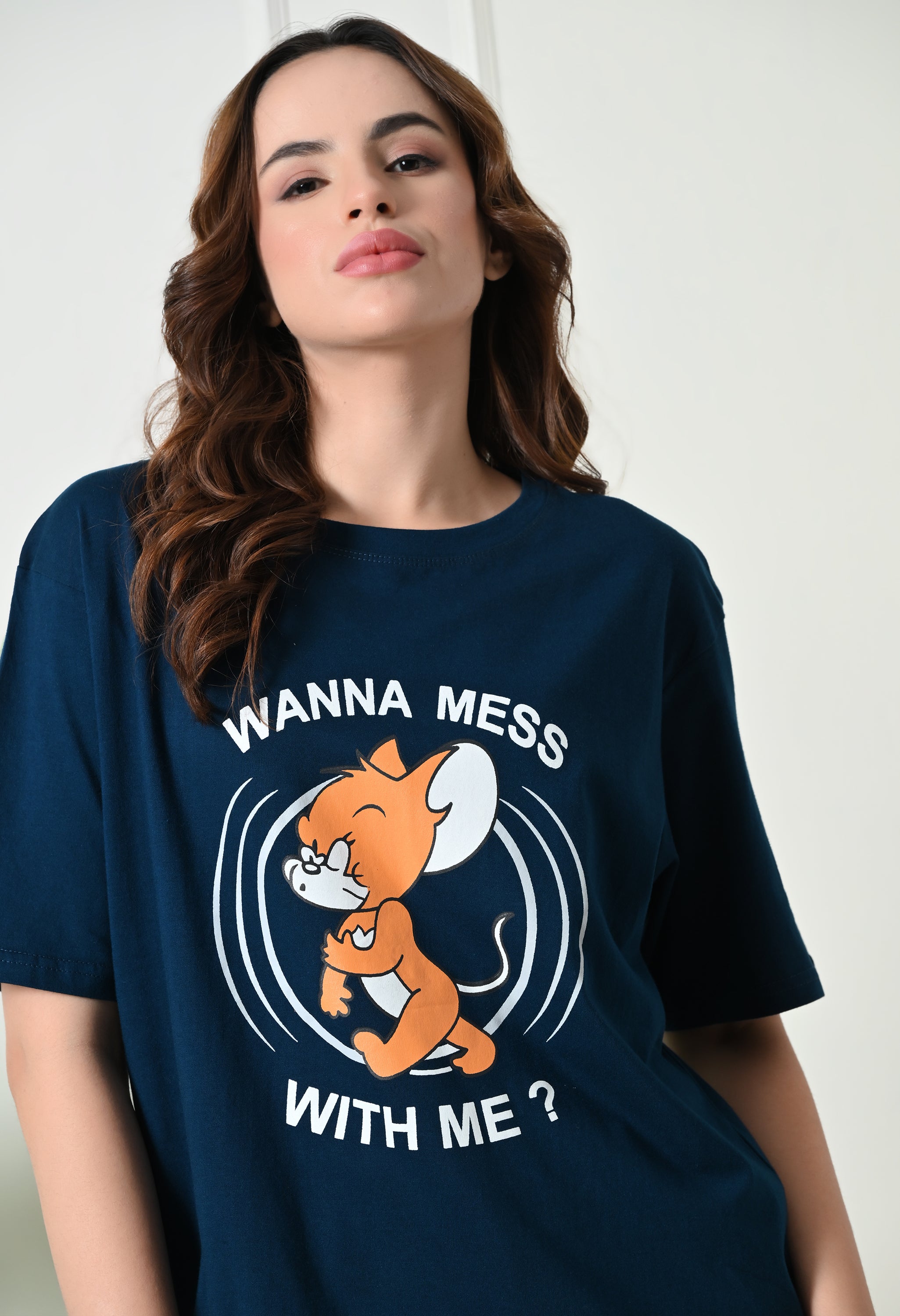 Women’s Cotton Blend Oversized Drop Shoulder Printed T-Shirt | Soft, Breathable & Light Weight | Loose Fit Stylish Top for Girls with Premium Graphic Print