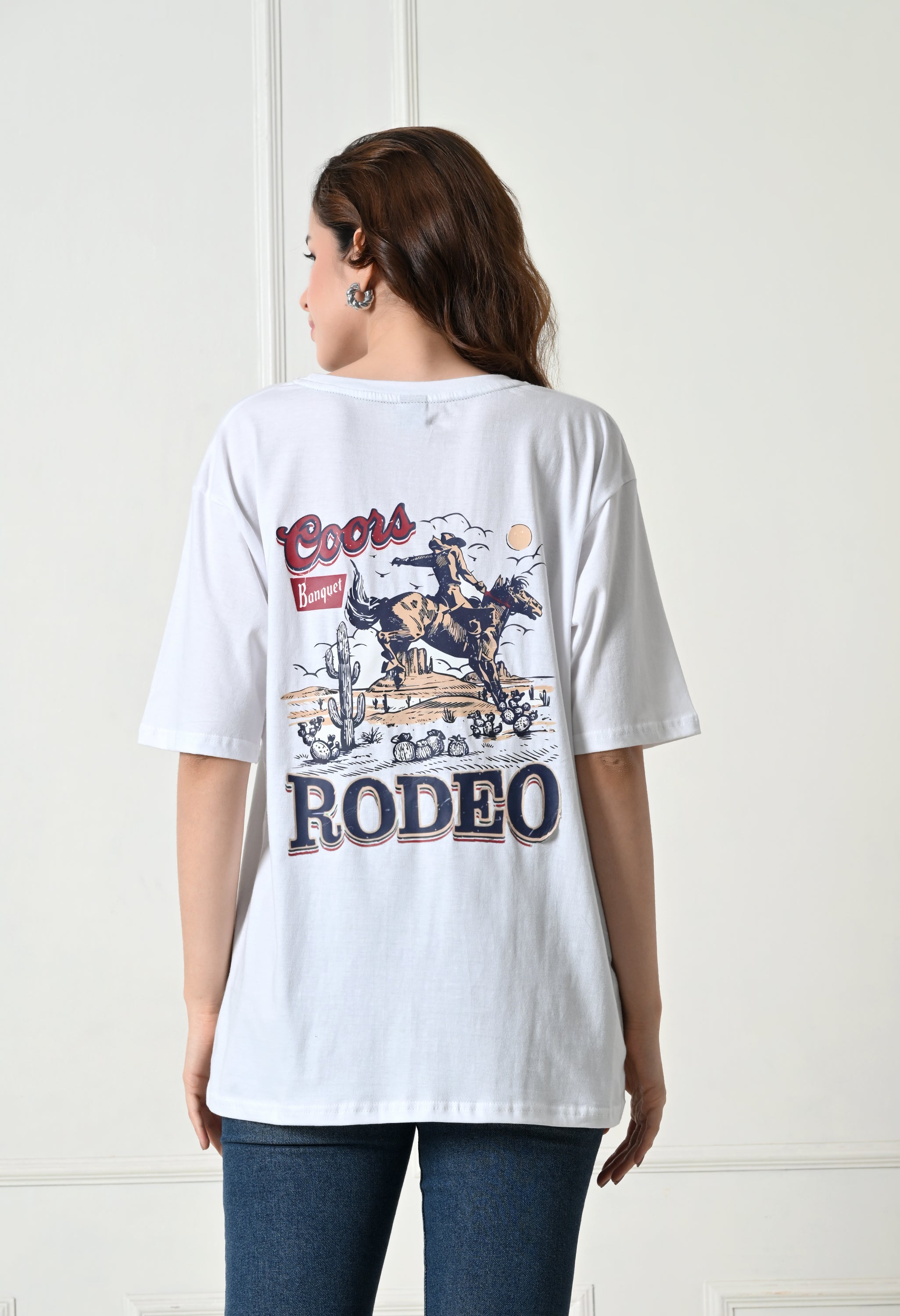 Women’s Cotton Blend Oversized Drop Shoulder Printed T-Shirt | Soft, Breathable & Light Weight | Loose Fit Stylish Top for Girls with Premium Graphic Print