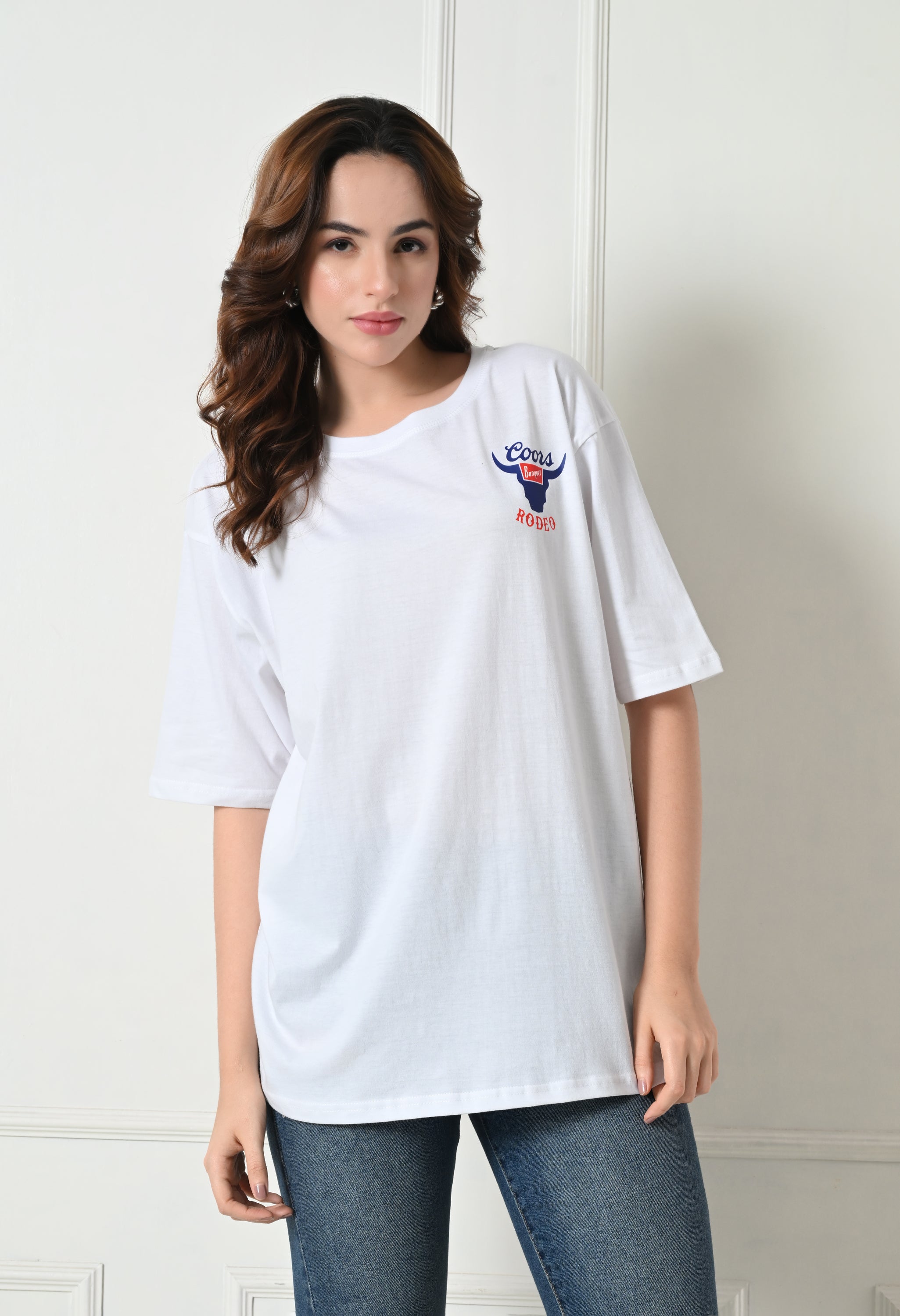 Women’s Cotton Blend Oversized Drop Shoulder Printed T-Shirt | Soft, Breathable & Light Weight | Loose Fit Stylish Top for Girls with Premium Graphic Print