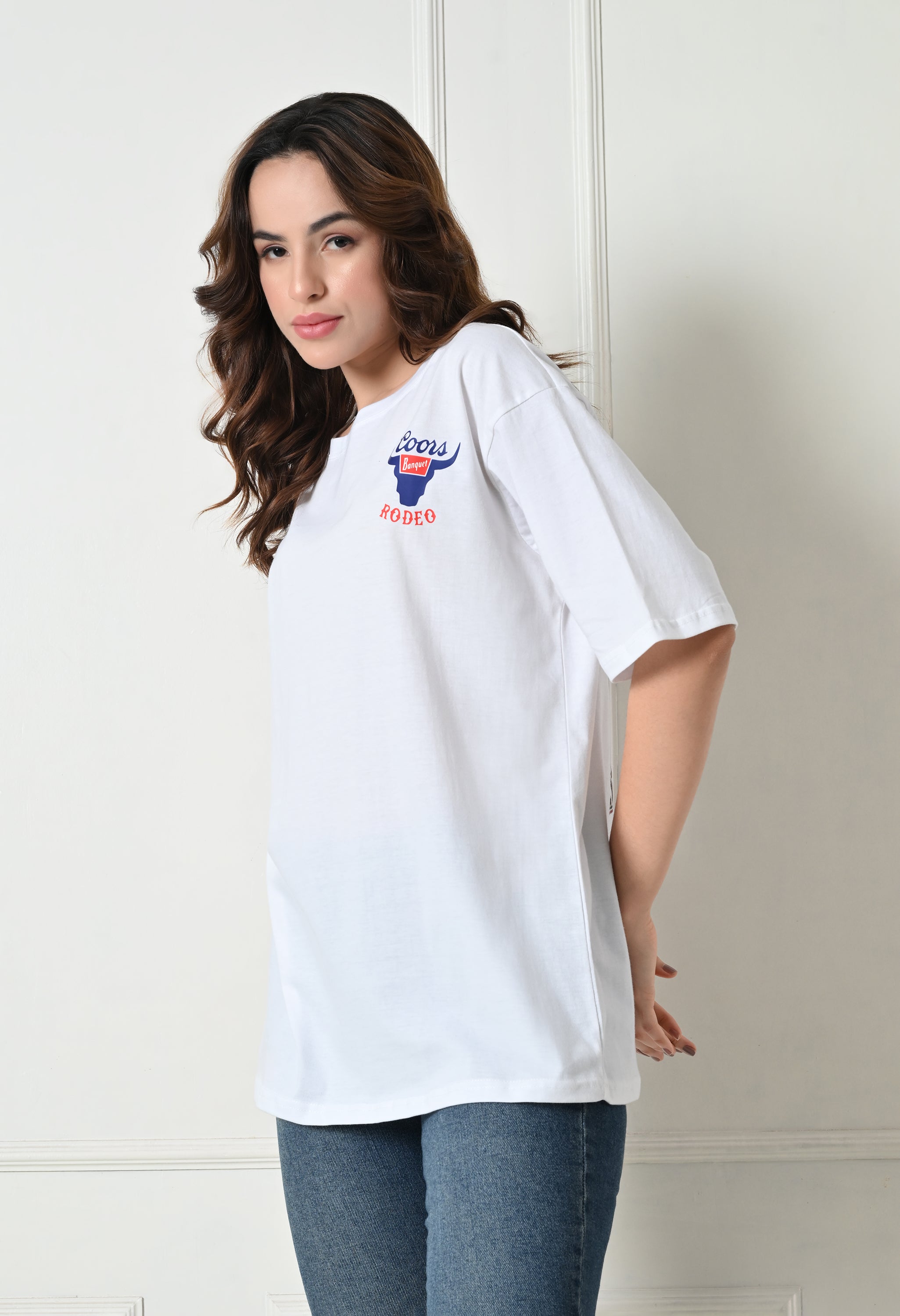 Women’s Cotton Blend Oversized Drop Shoulder Printed T-Shirt | Soft, Breathable & Light Weight | Loose Fit Stylish Top for Girls with Premium Graphic Print