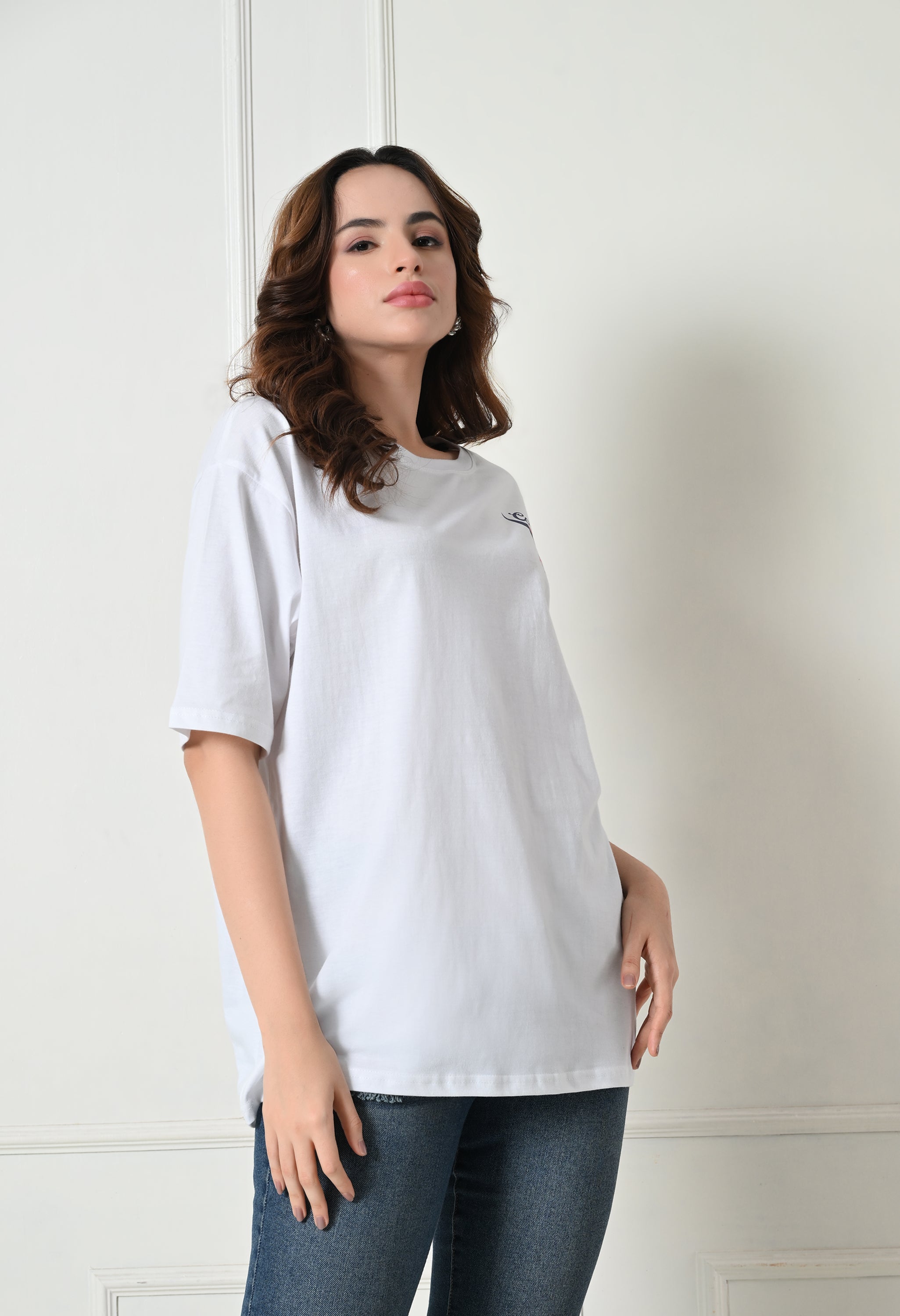 Women’s Cotton Blend Oversized Drop Shoulder Printed T-Shirt | Soft, Breathable & Light Weight | Loose Fit Stylish Top for Girls with Premium Graphic Print