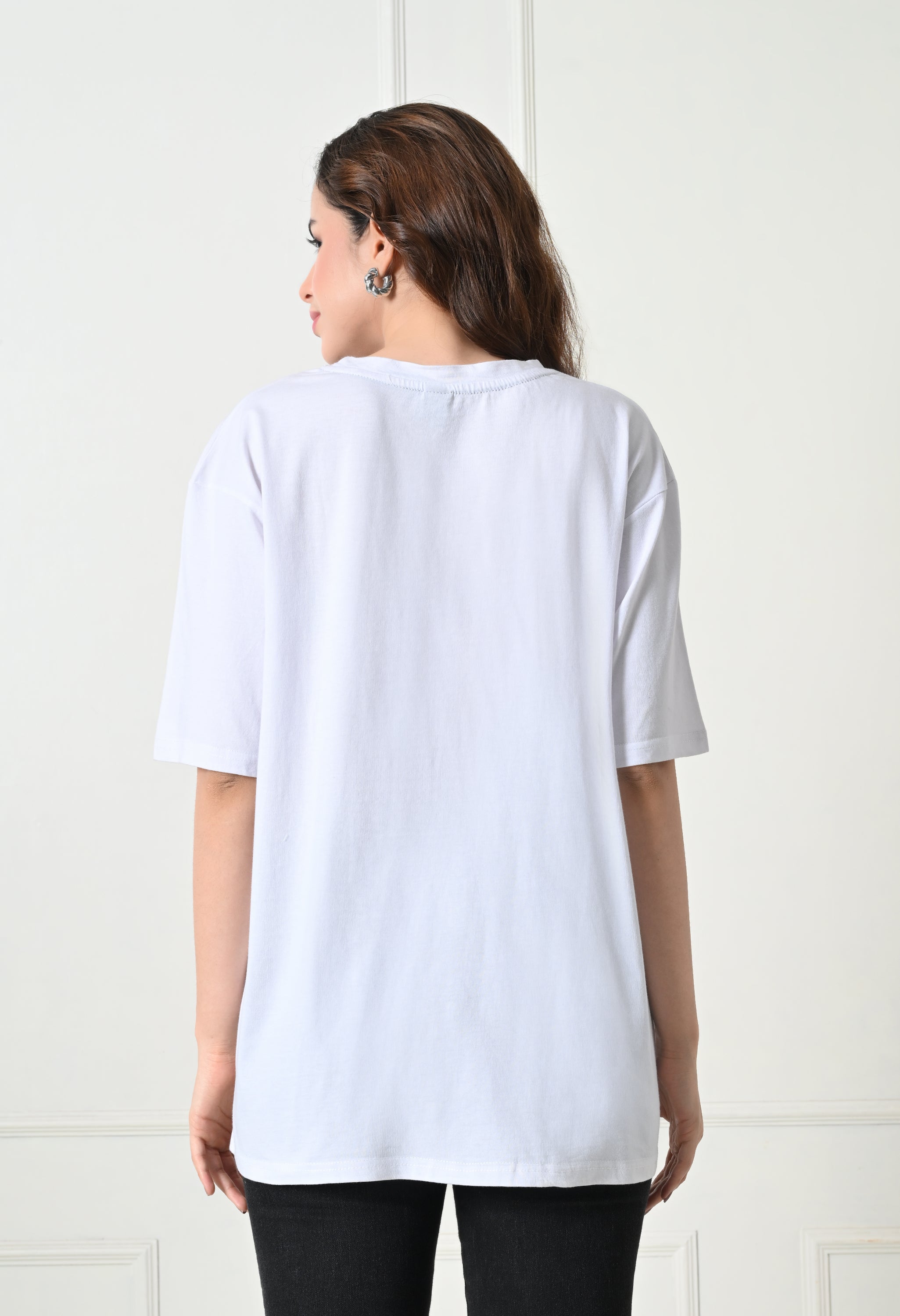 Women’s Cotton Blend Oversized Drop Shoulder Printed T-Shirt | Soft, Breathable & Light Weight | Loose Fit Stylish Top for Girls with Premium Graphic Print
