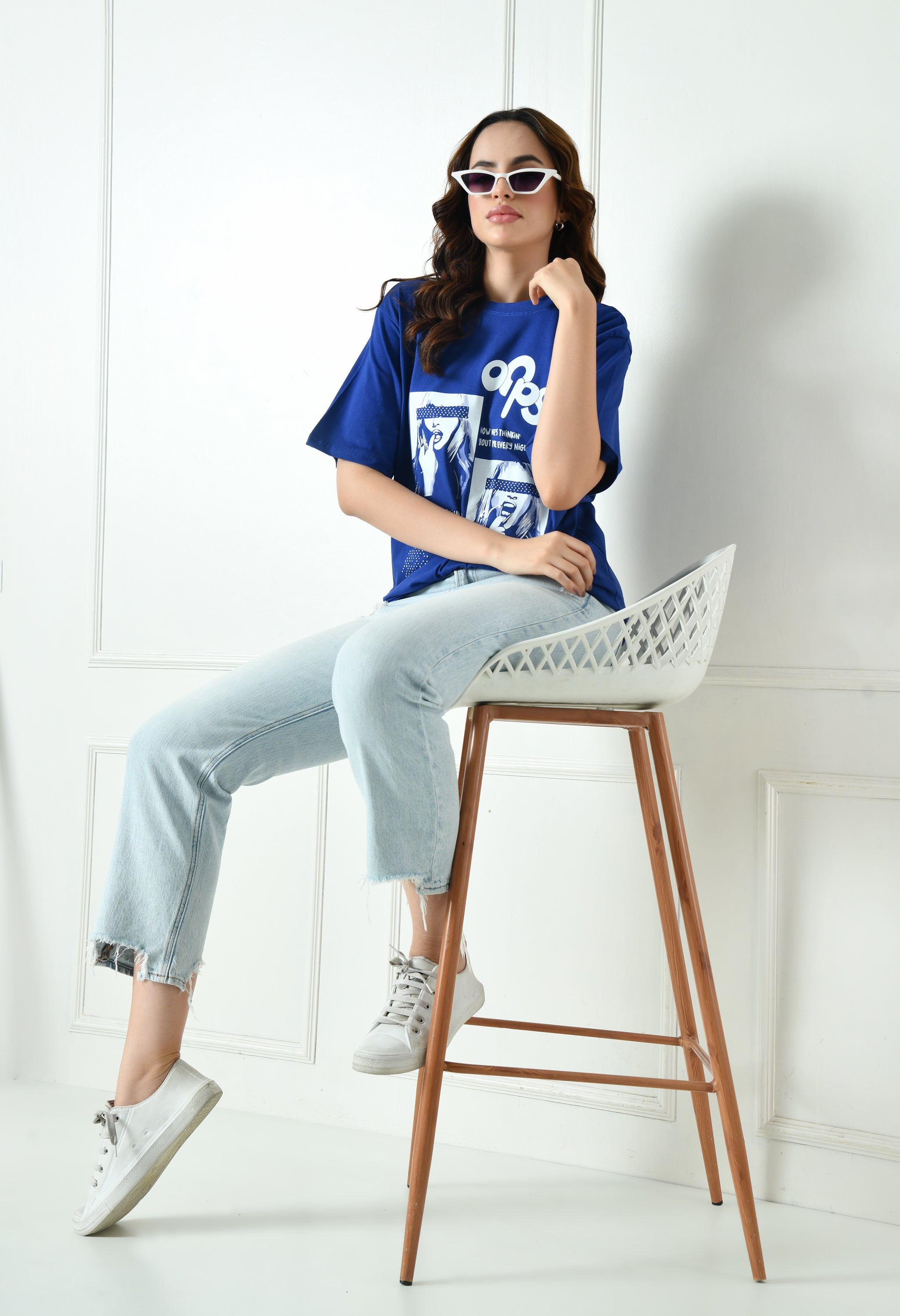 Women’s Cotton Blend Oversized Drop Shoulder Printed T-Shirt | Soft, Breathable & Light Weight | Loose Fit Stylish Top for Girls with Premium Graphic Print