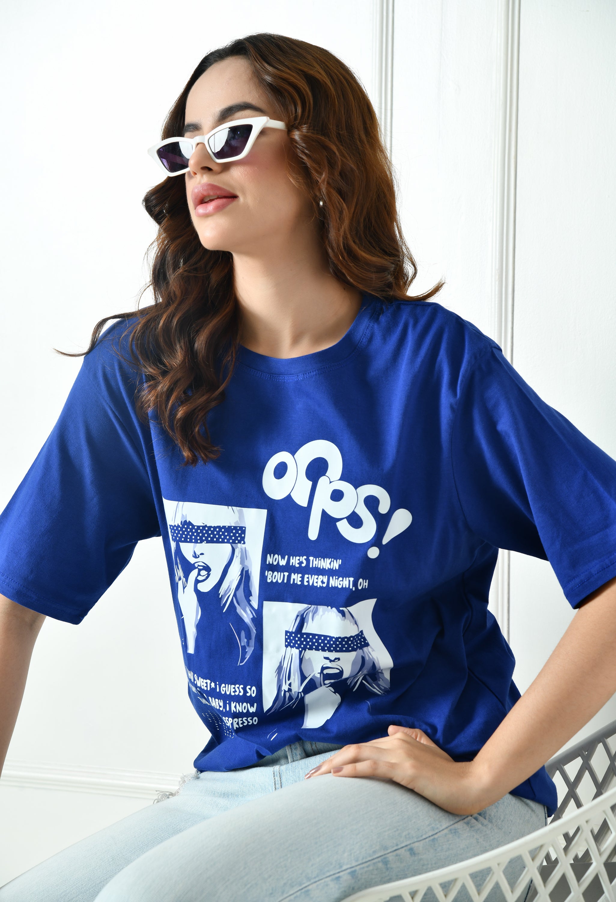 Women’s Cotton Blend Oversized Drop Shoulder Printed T-Shirt | Soft, Breathable & Light Weight | Loose Fit Stylish Top for Girls with Premium Graphic Print