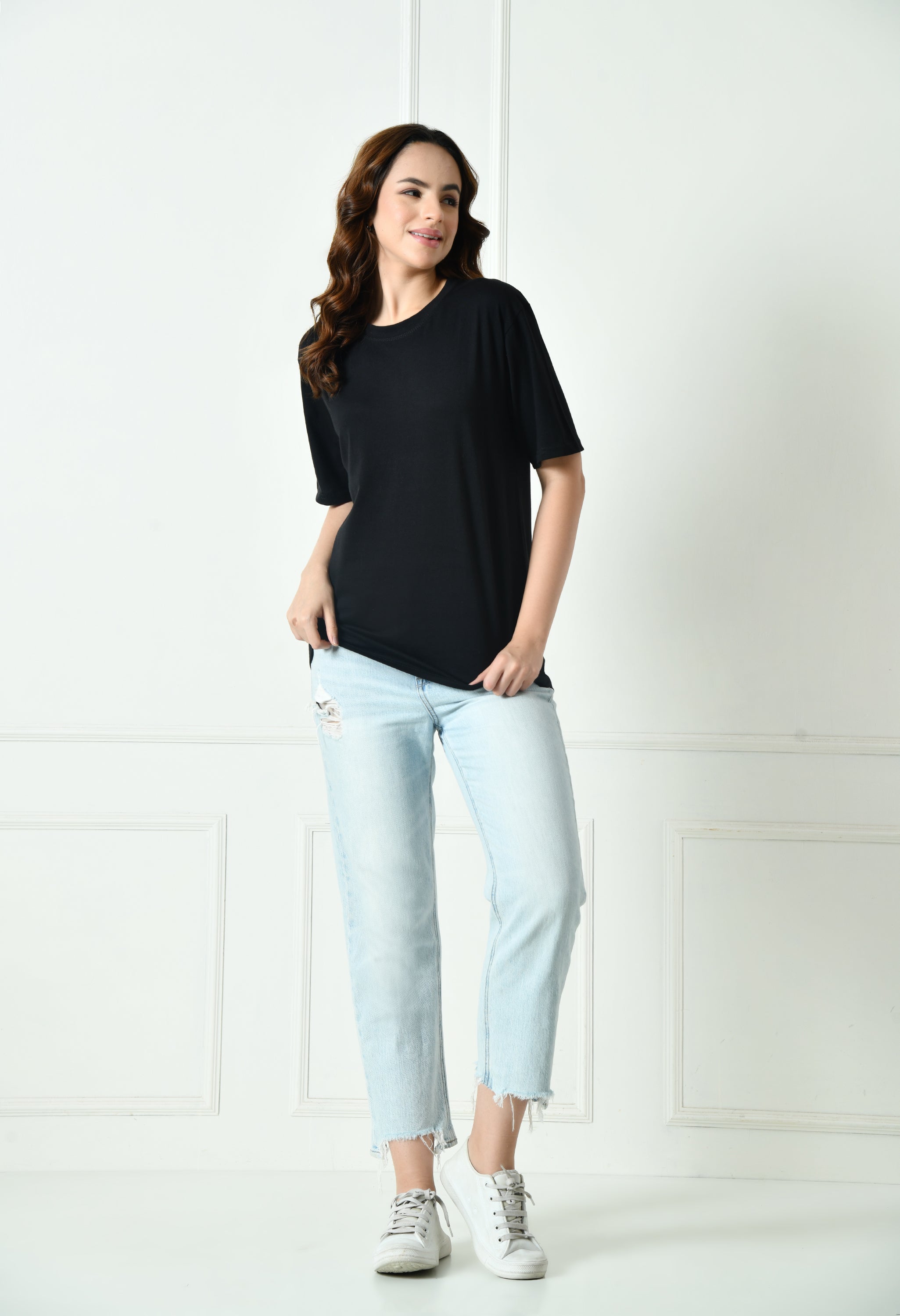 Women’s Cotton Blend Oversized Drop Shoulder Printed T-Shirt | Soft, Breathable & Light Weight | Loose Fit Stylish Top for Girls with Premium Graphic Print