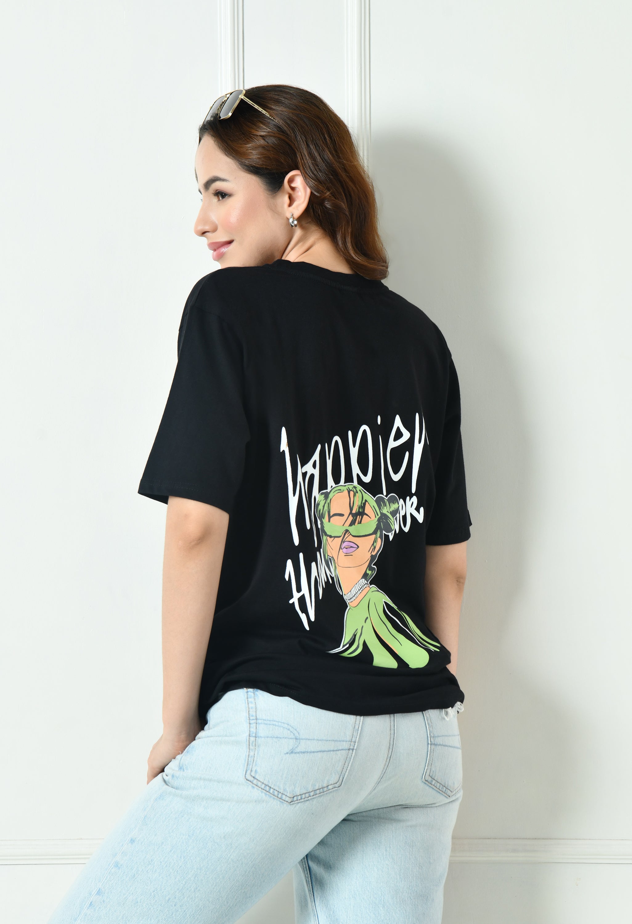 Women’s Cotton Blend Oversized Drop Shoulder Printed T-Shirt | Soft, Breathable & Light Weight | Loose Fit Stylish Top for Girls with Premium Graphic Print