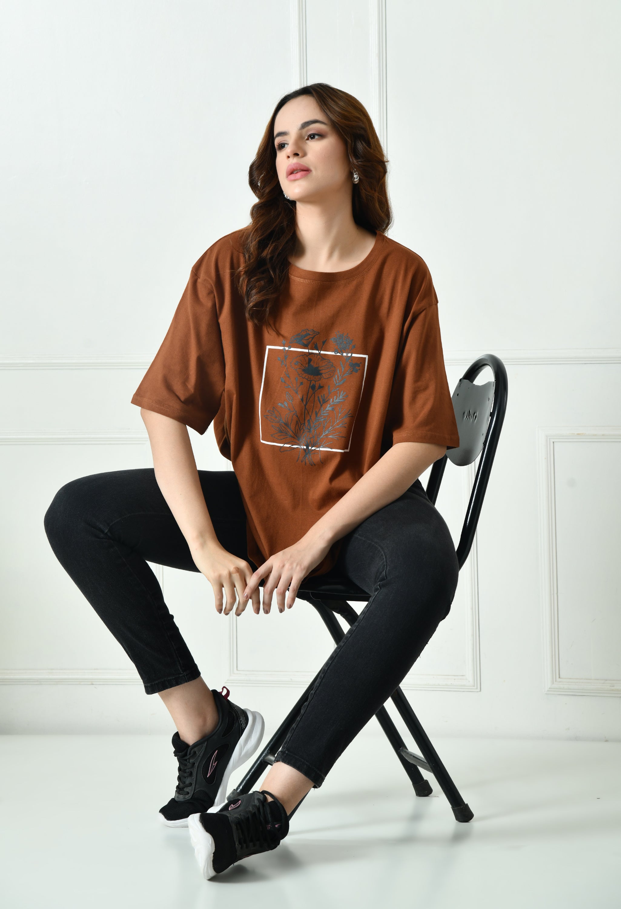 Women’s Cotton Blend Oversized Drop Shoulder Printed T-Shirt | Soft, Breathable & Light Weight | Loose Fit Stylish Top for Girls with Premium Graphic Print