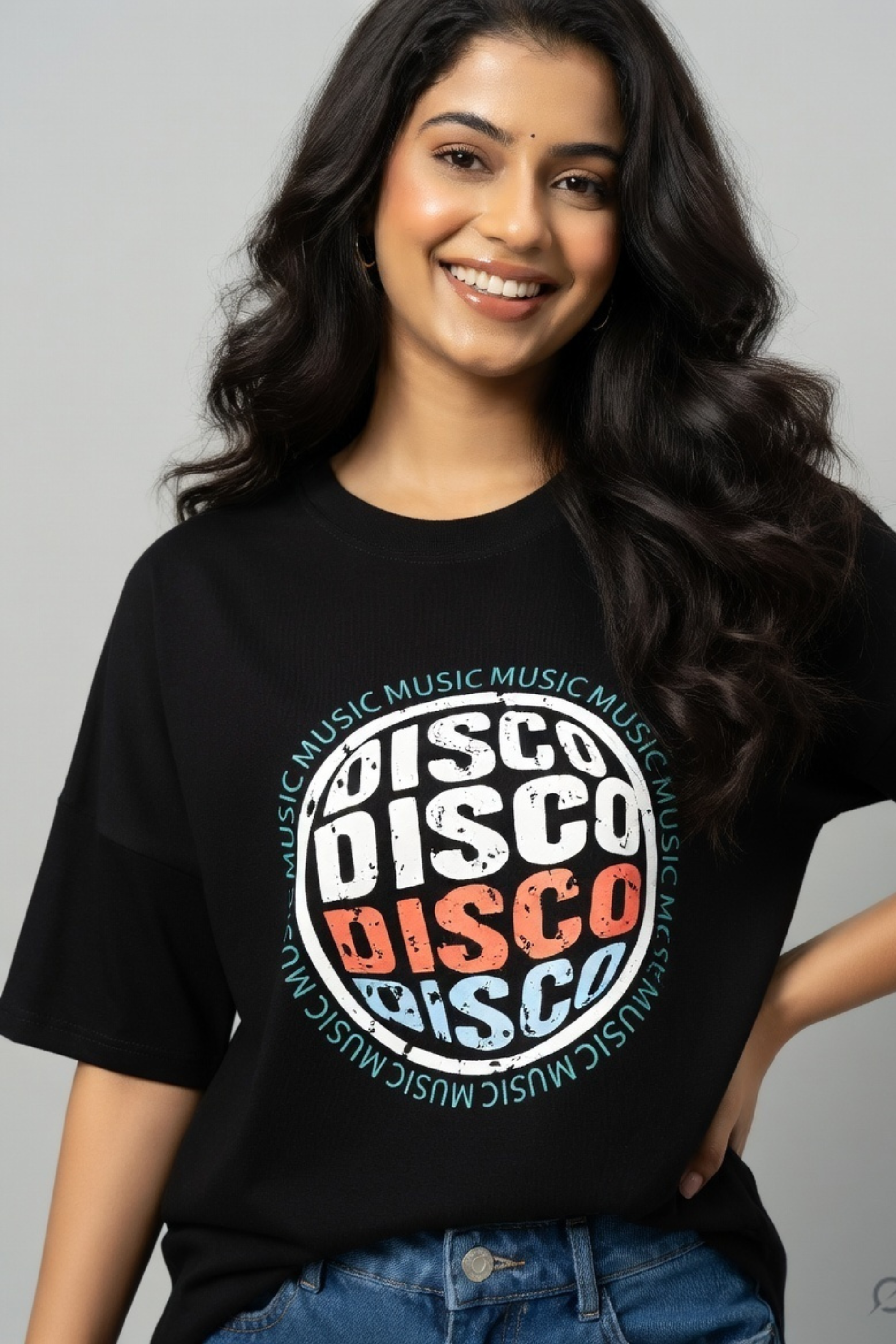 Zicada Oversized Disco Printed T-Shirt for Girls/Women | T-shirt for Women