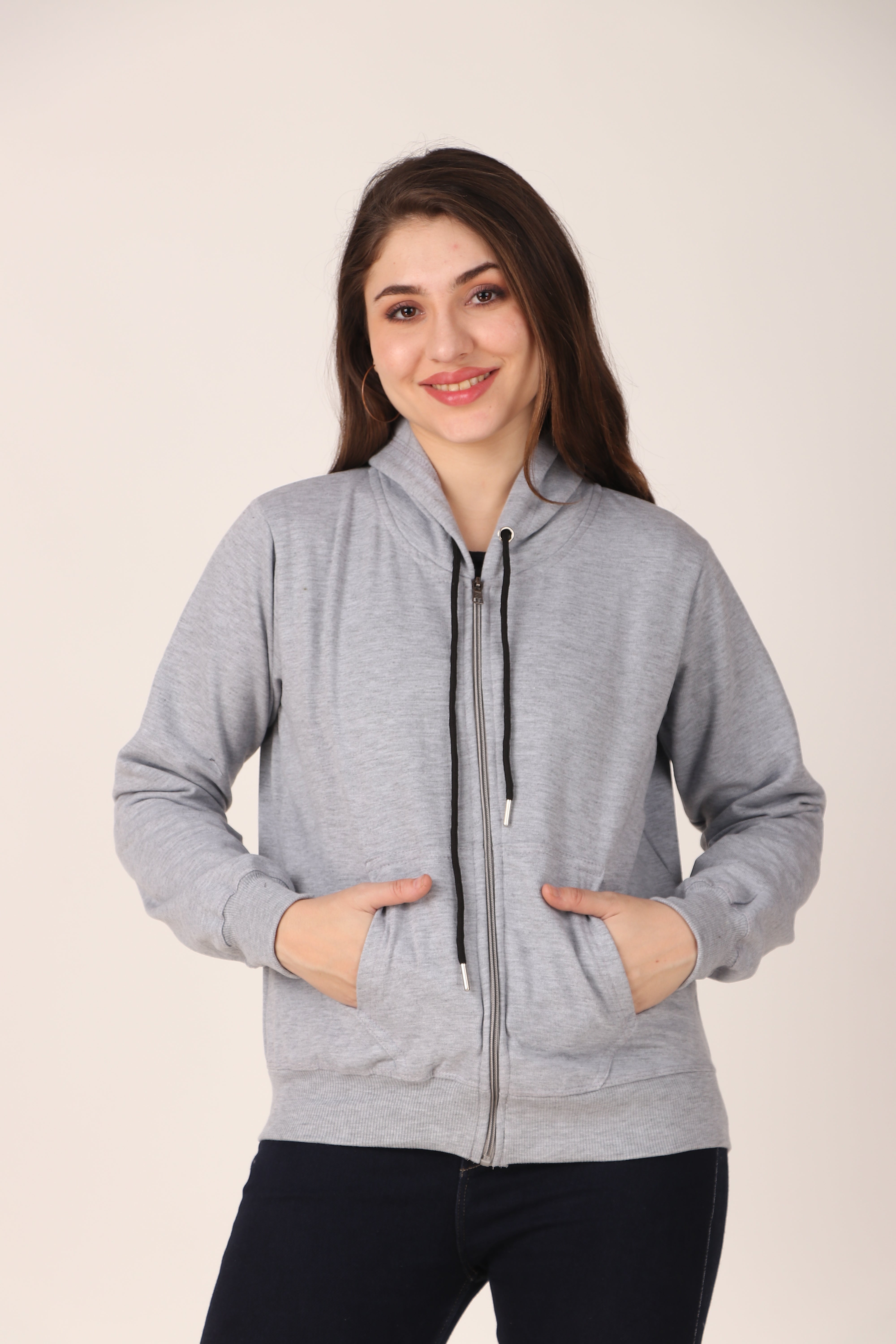 Women's Zip-Up Hoodie Full Zip Cotton Blend Hoodie with Pockets, Long Sleeve