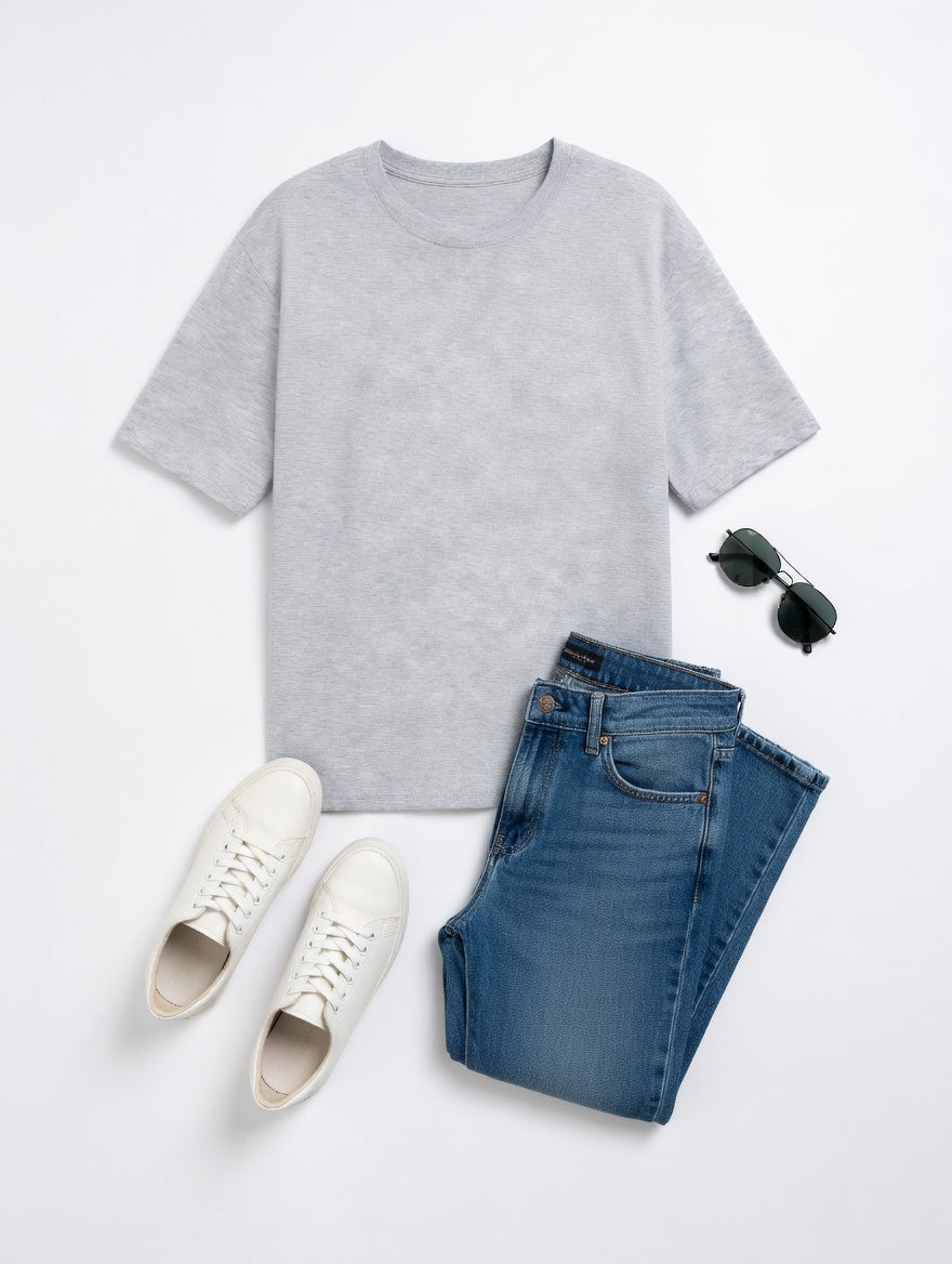Women’s Oversized Solid T-Shirt | Relaxed Fit Round Neck Casual Loose Tee
