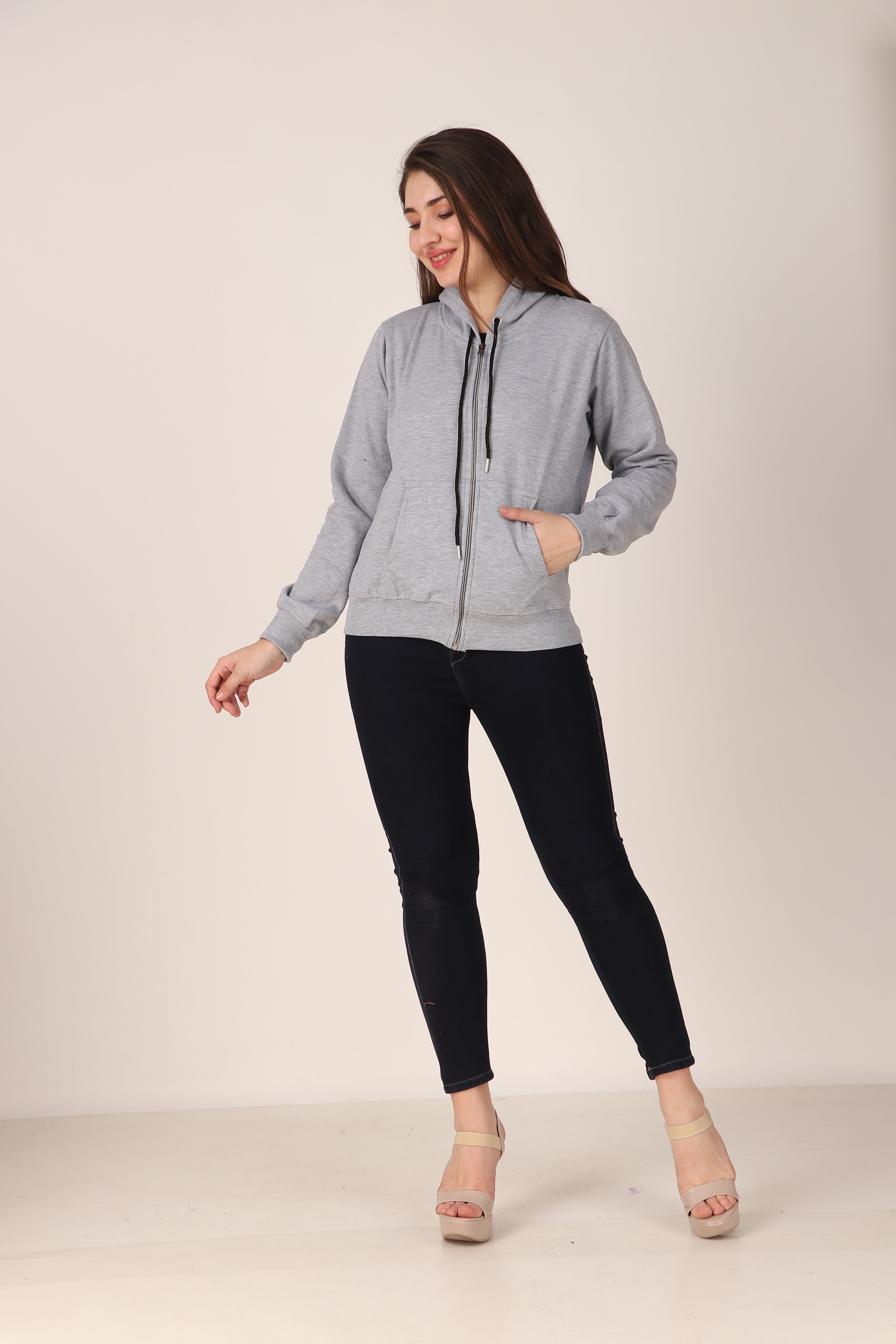 Women's Zip-Up Hoodie Full Zip Cotton Blend Hoodie with Pockets, Long Sleeve