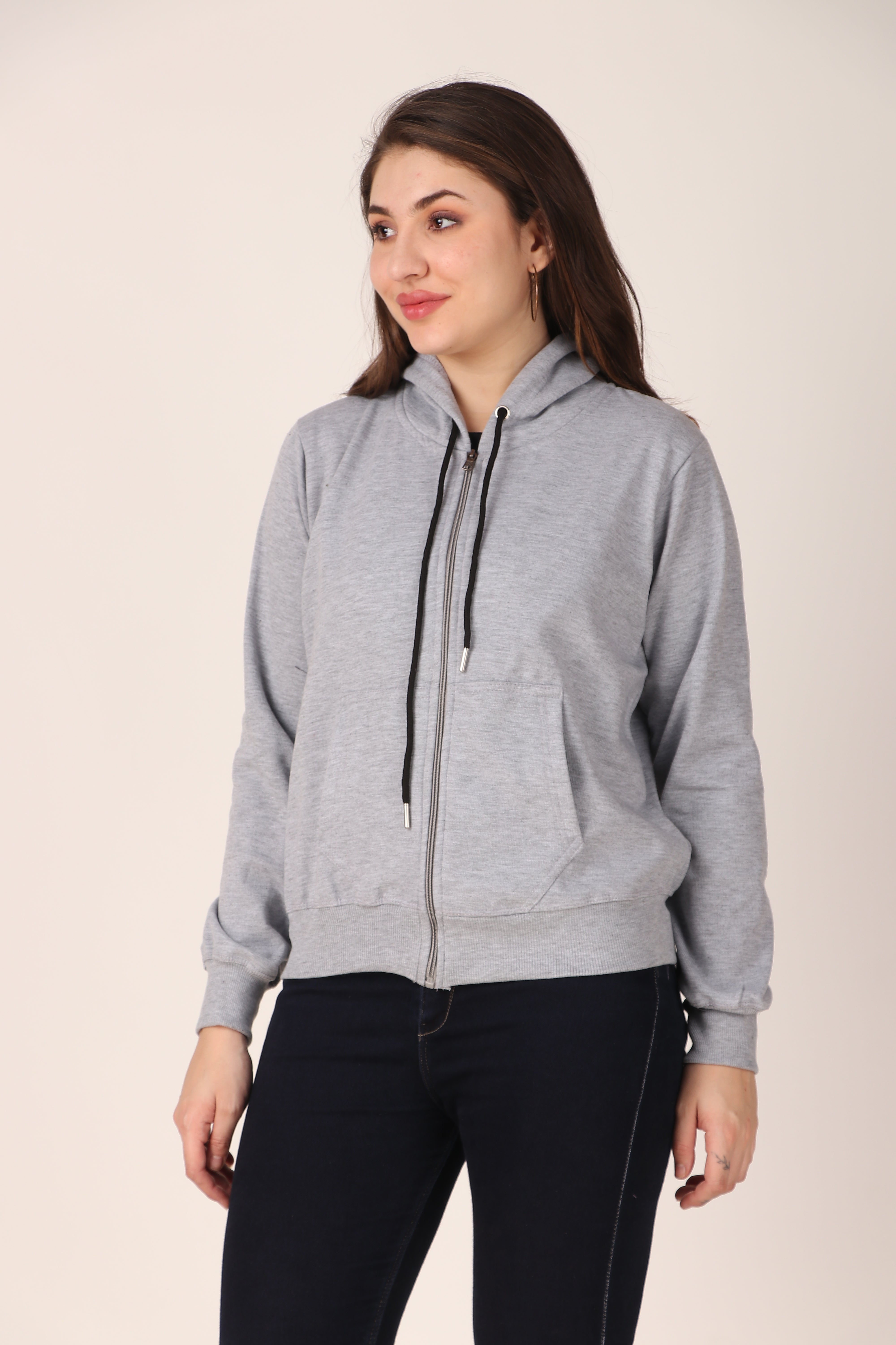 Women's Zip-Up Hoodie Full Zip Cotton Blend Hoodie with Pockets, Long Sleeve