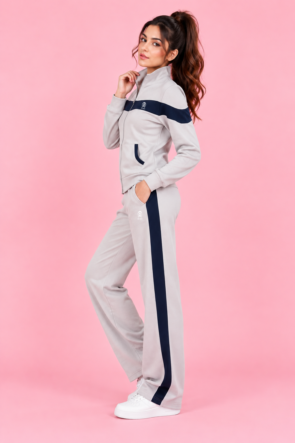 Women's Tracksuit Co-Ord Set | Full Sleeve High Neck Zipper Jacket with Jogger Pants | Casual Sports Wear | Lightweight Activewear for Women