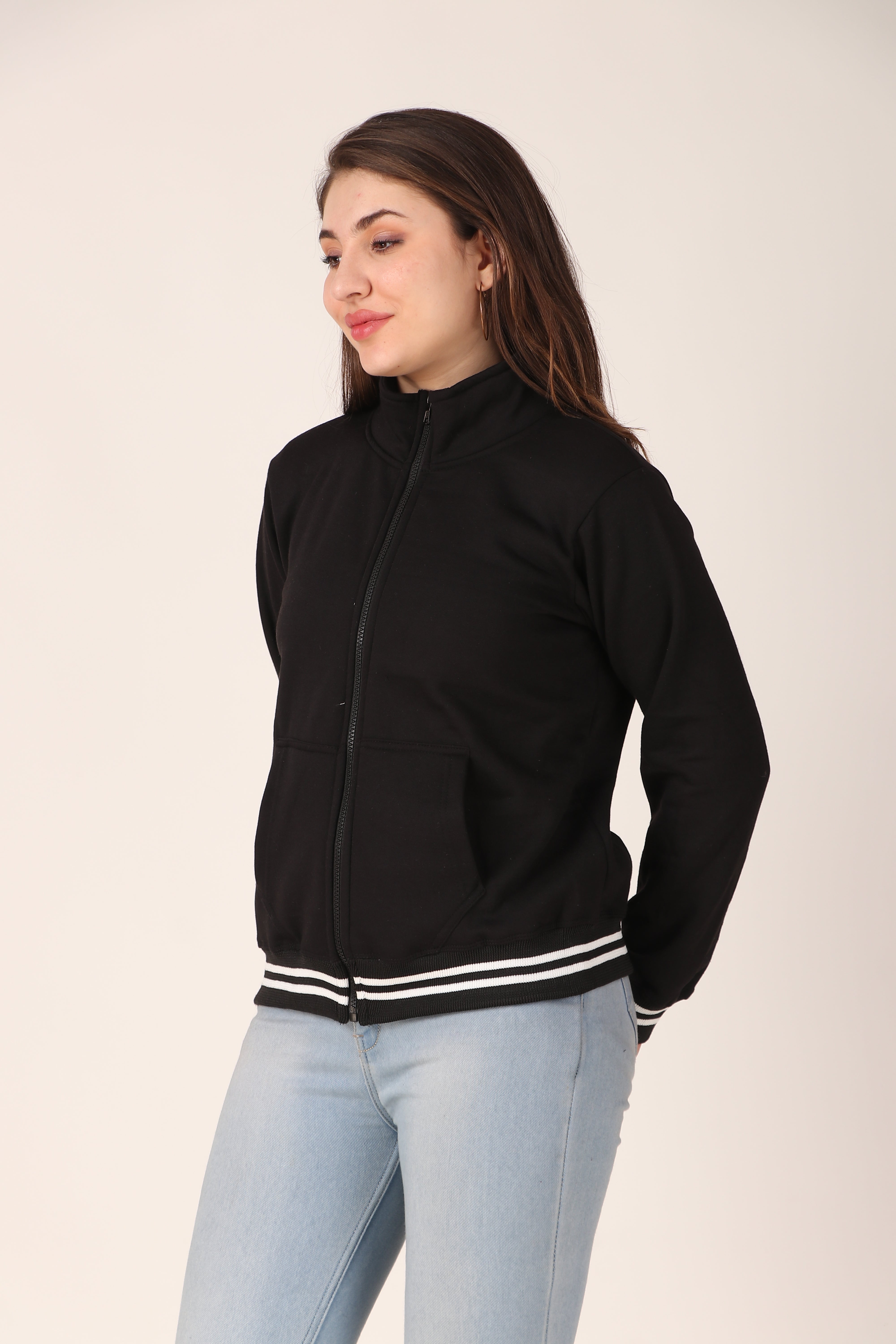 Women's Zipper Hoodie Lightweight Cotton Blend Jacket, Adjustable Hood, Casual Style