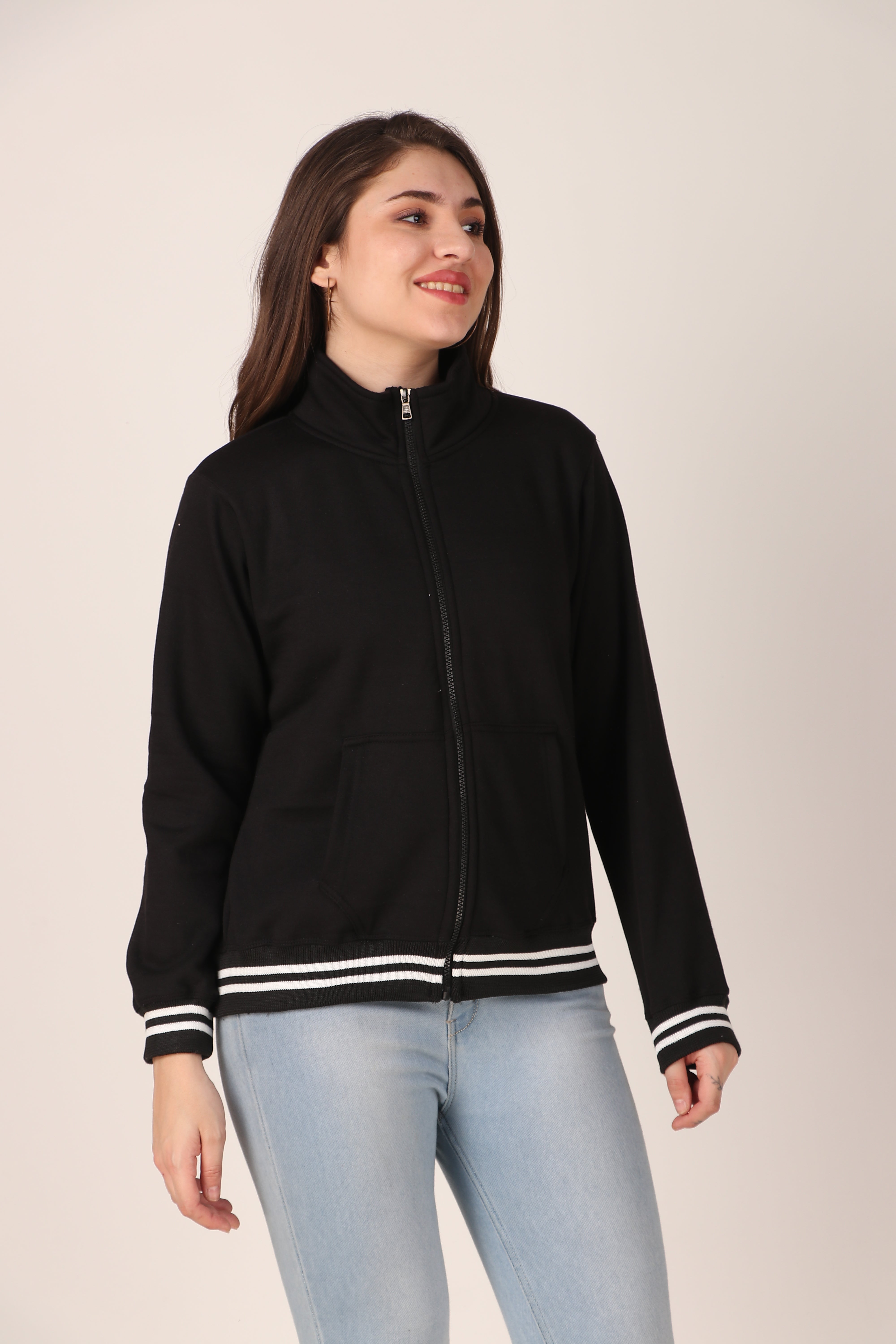 Women's Zipper Hoodie Lightweight Cotton Blend Jacket, Adjustable Hood, Casual Style