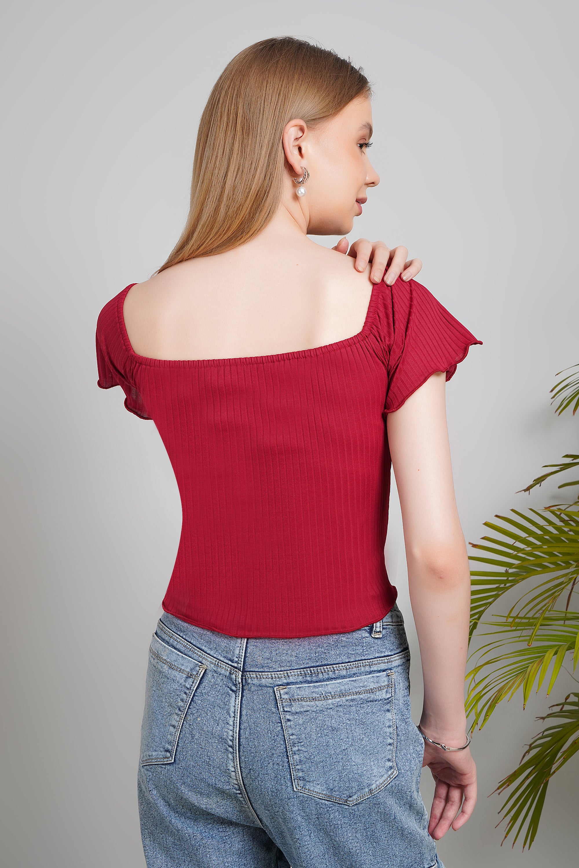 Women's Cotton Crop Top, Short Sleeve, Regular Fit