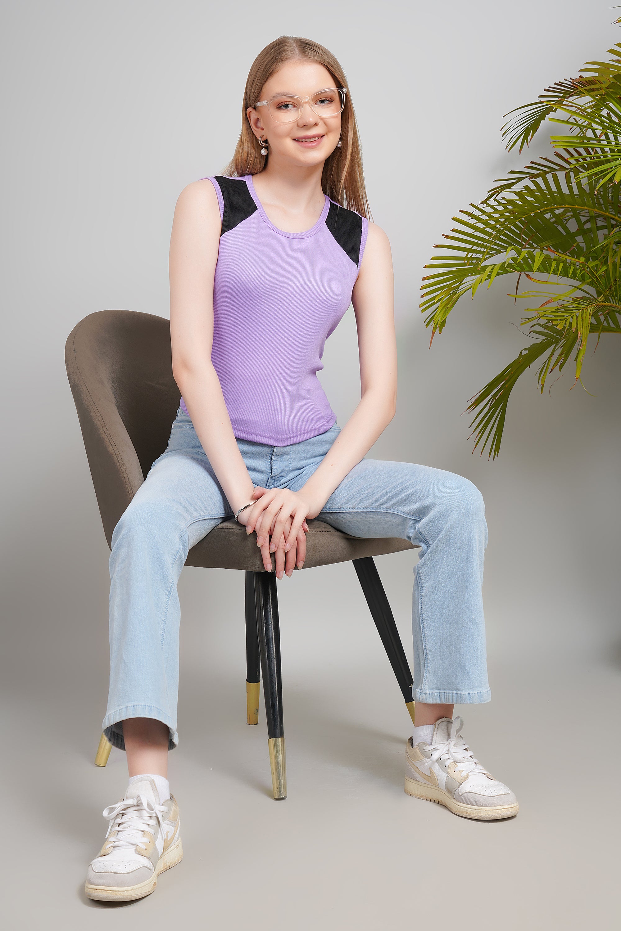 Women's Parkour Ribbed Tank Top, Sleeveless, Round Neck, Slim Fit