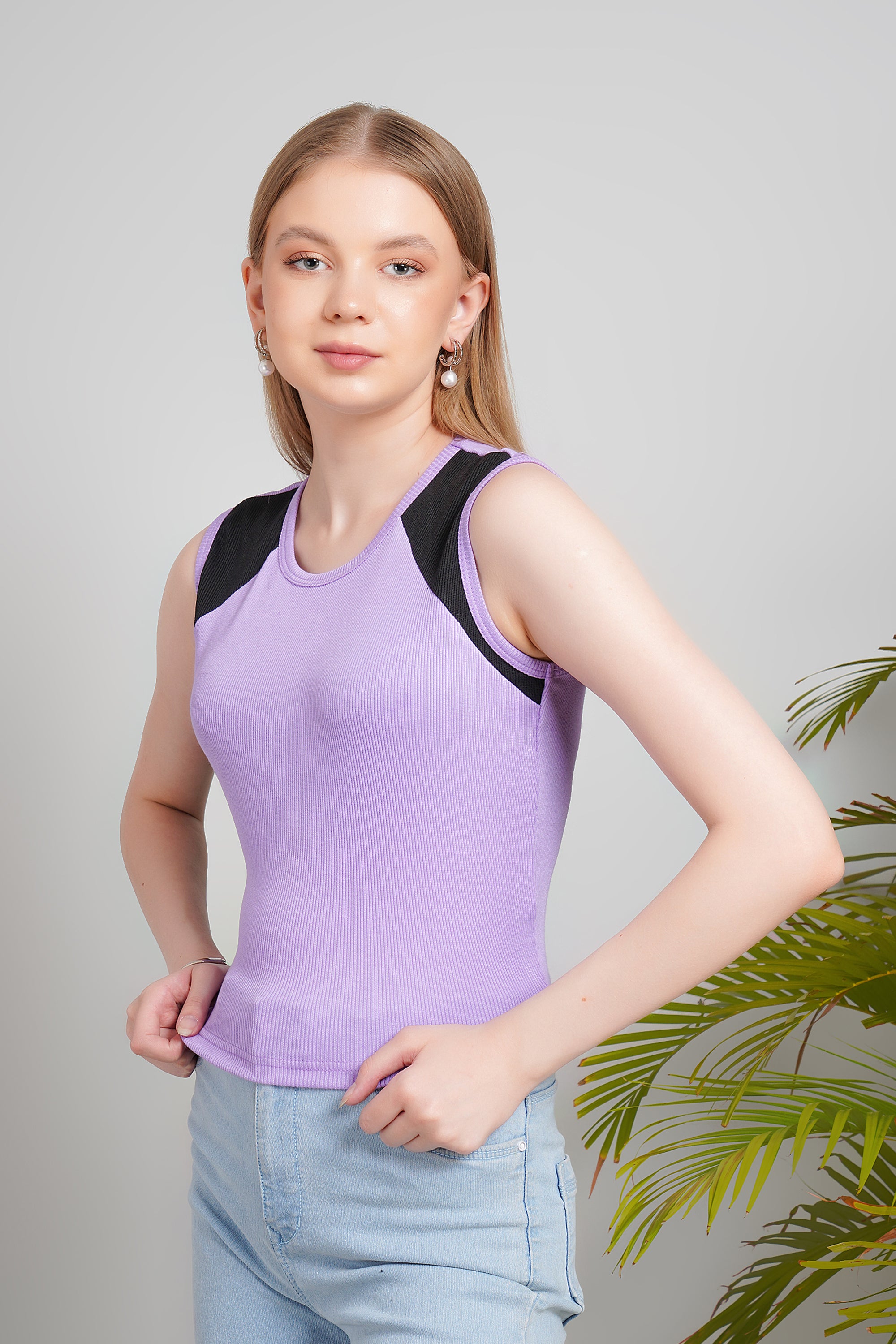 Women's Parkour Ribbed Tank Top, Sleeveless, Round Neck, Slim Fit