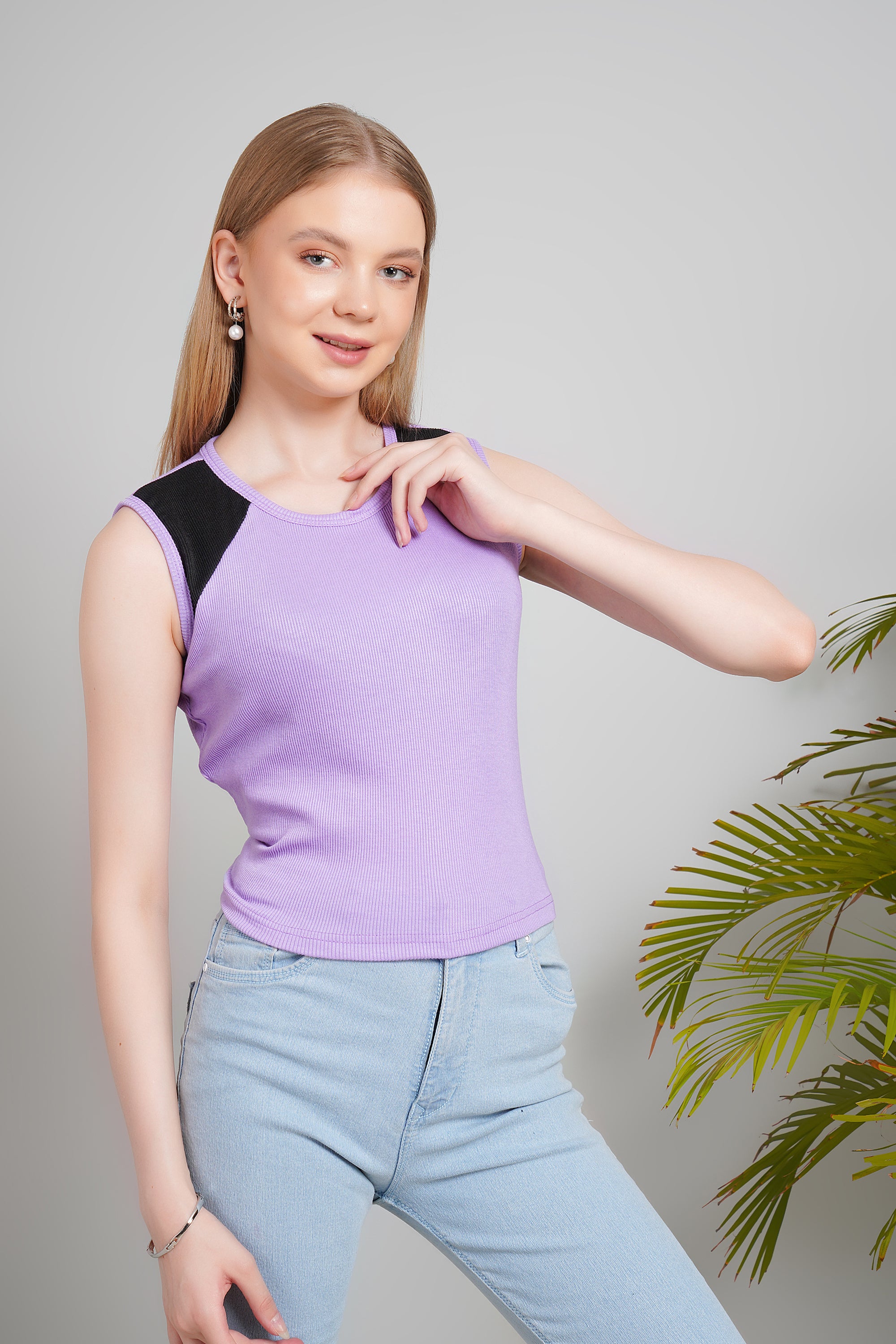 Women's Parkour Ribbed Tank Top, Sleeveless, Round Neck, Slim Fit