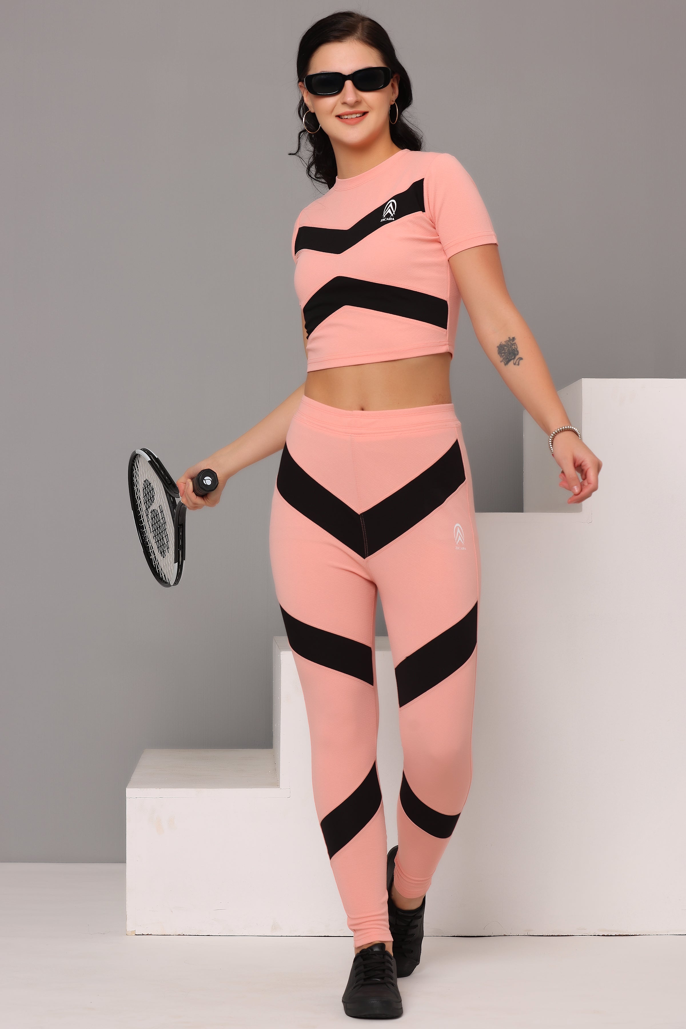 ZICADA Women's Top & Bottom Set Gym Wear | Running Wear | Sports Running Suits for Girls/Women's.