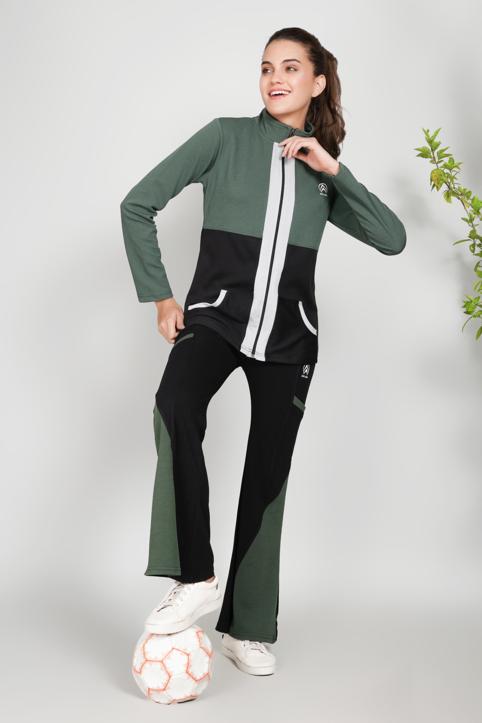 Women's Color Block Tracksuit Set Stylish 2 Piece Zip Jacket and Joggers with Pockets, Sporty Casual Loungewear for Streetwear or Travel