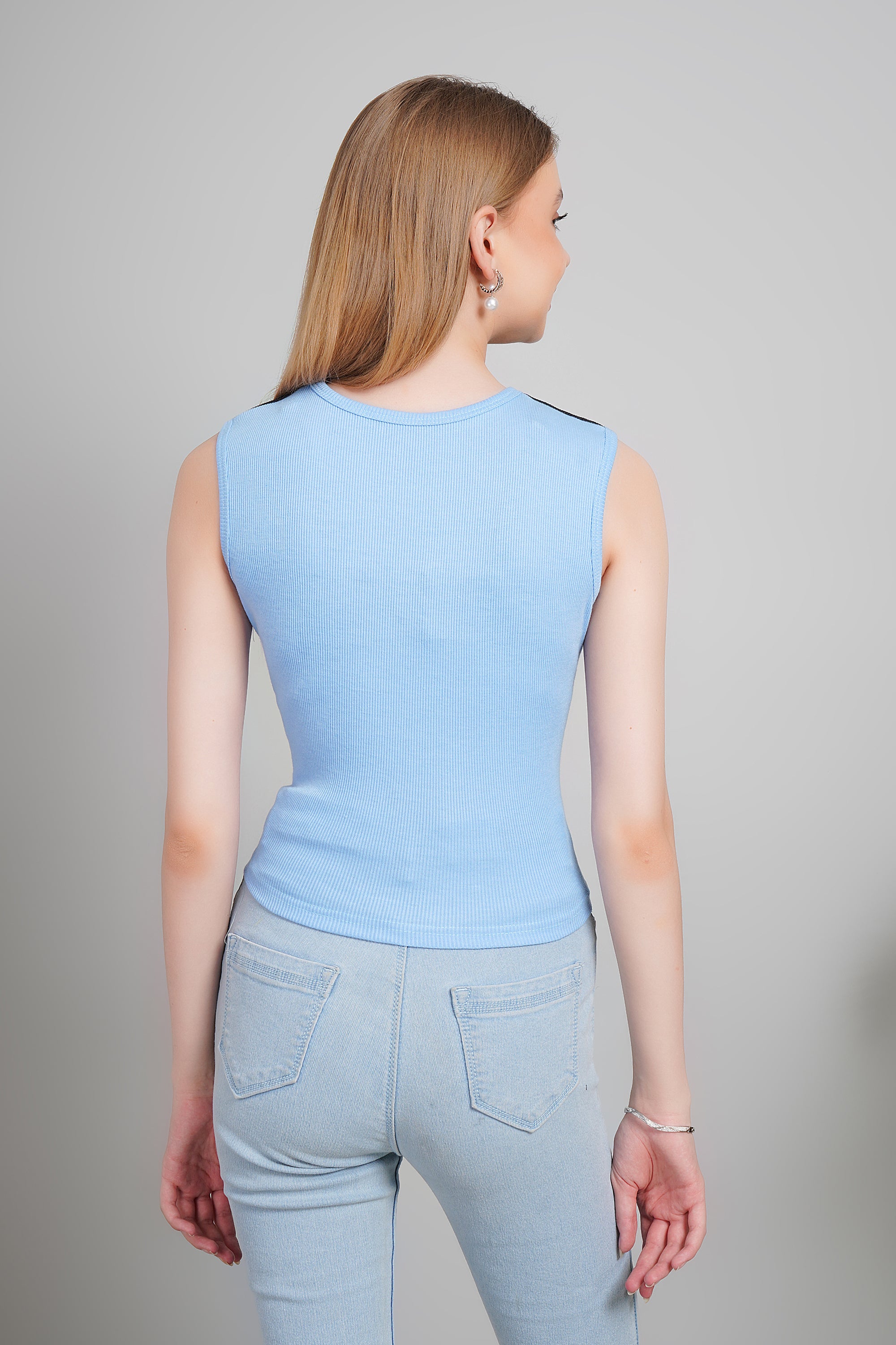Women's Parkour Ribbed Tank Top, Sleeveless, Round Neck, Slim Fit