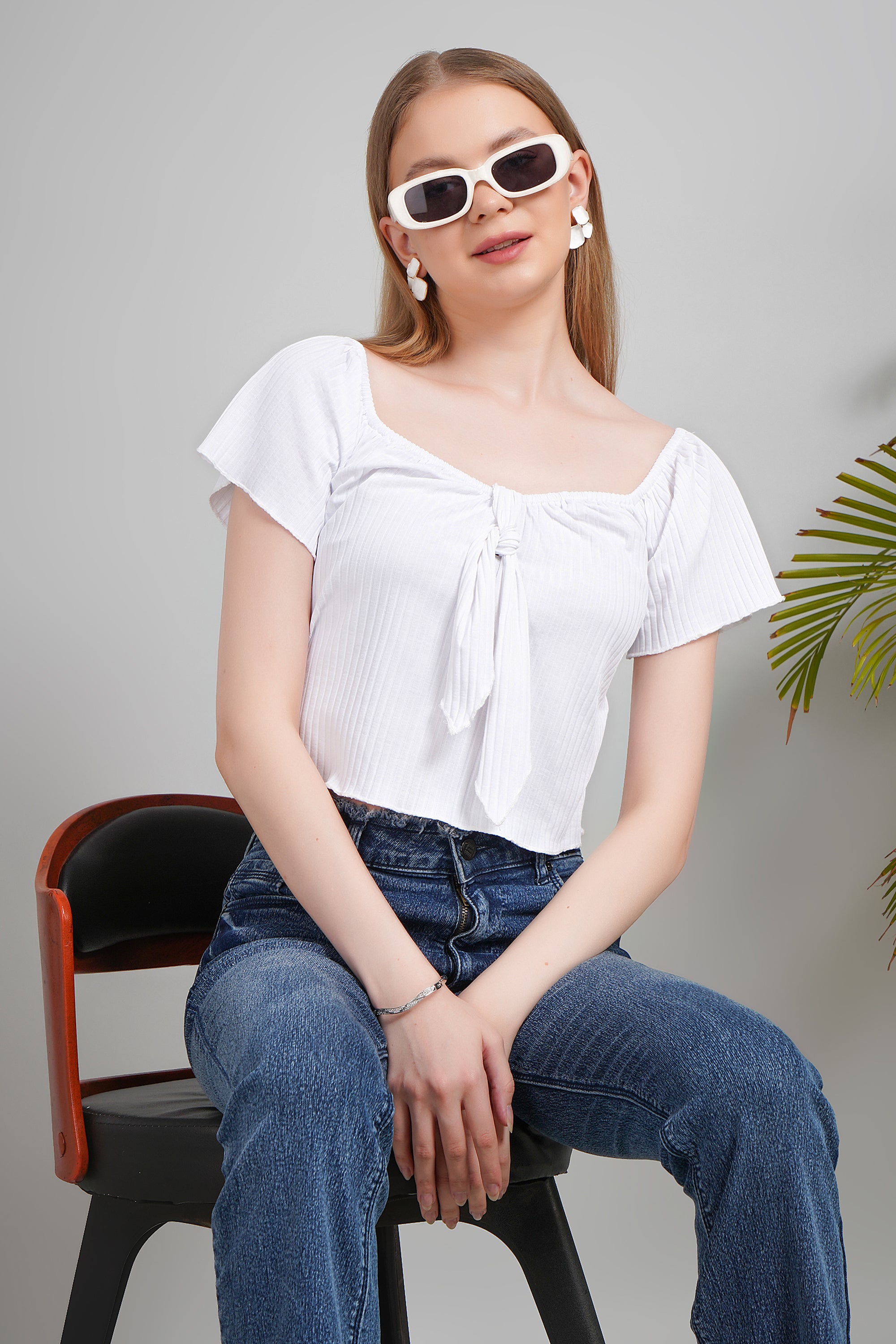 Women's Cotton Crop Top, Short Sleeve, Regular Fit