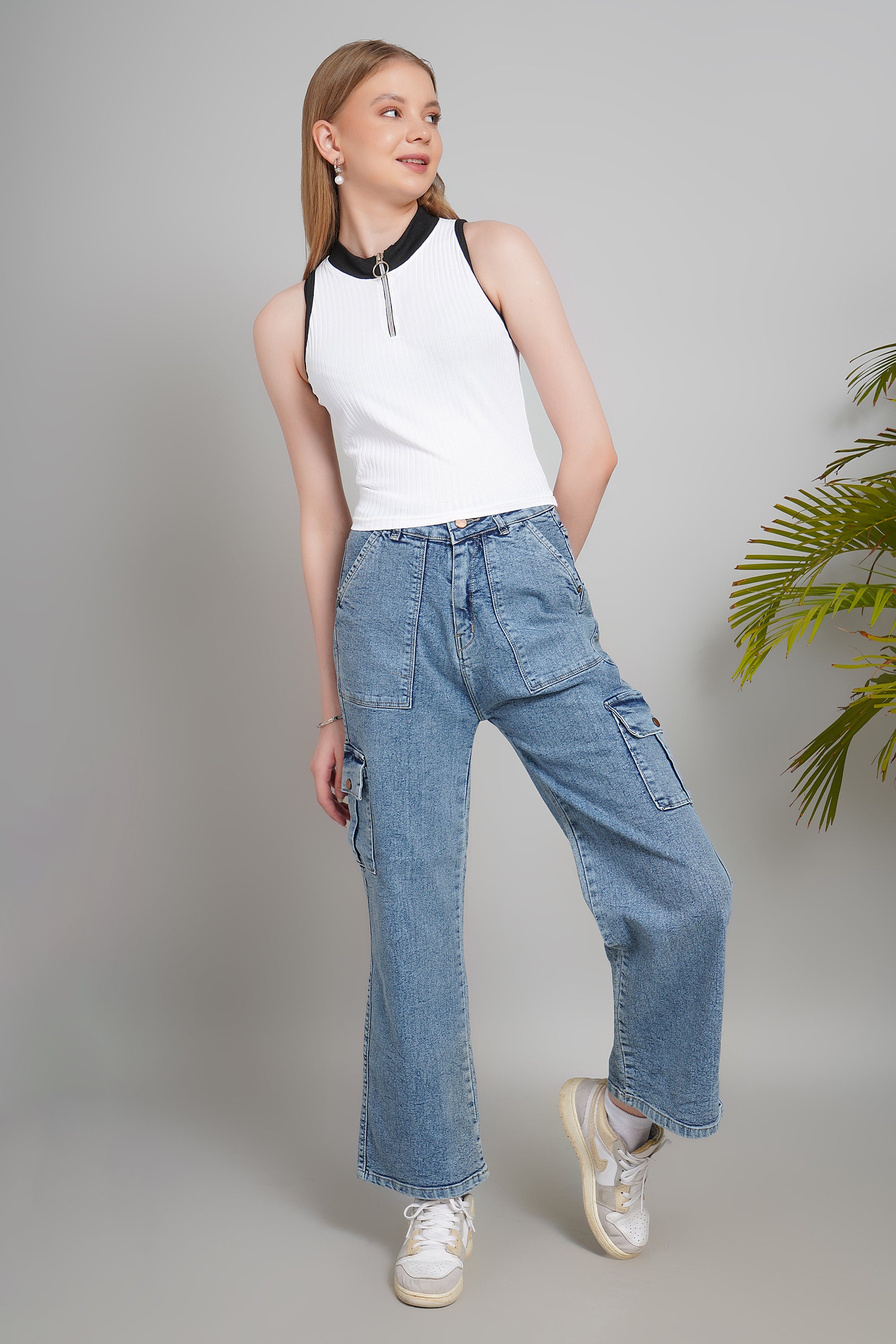 Women's Sleeveless Crop Tank Top – Stretchable Cotton Blend | Casual Summer Top for Girls & Women