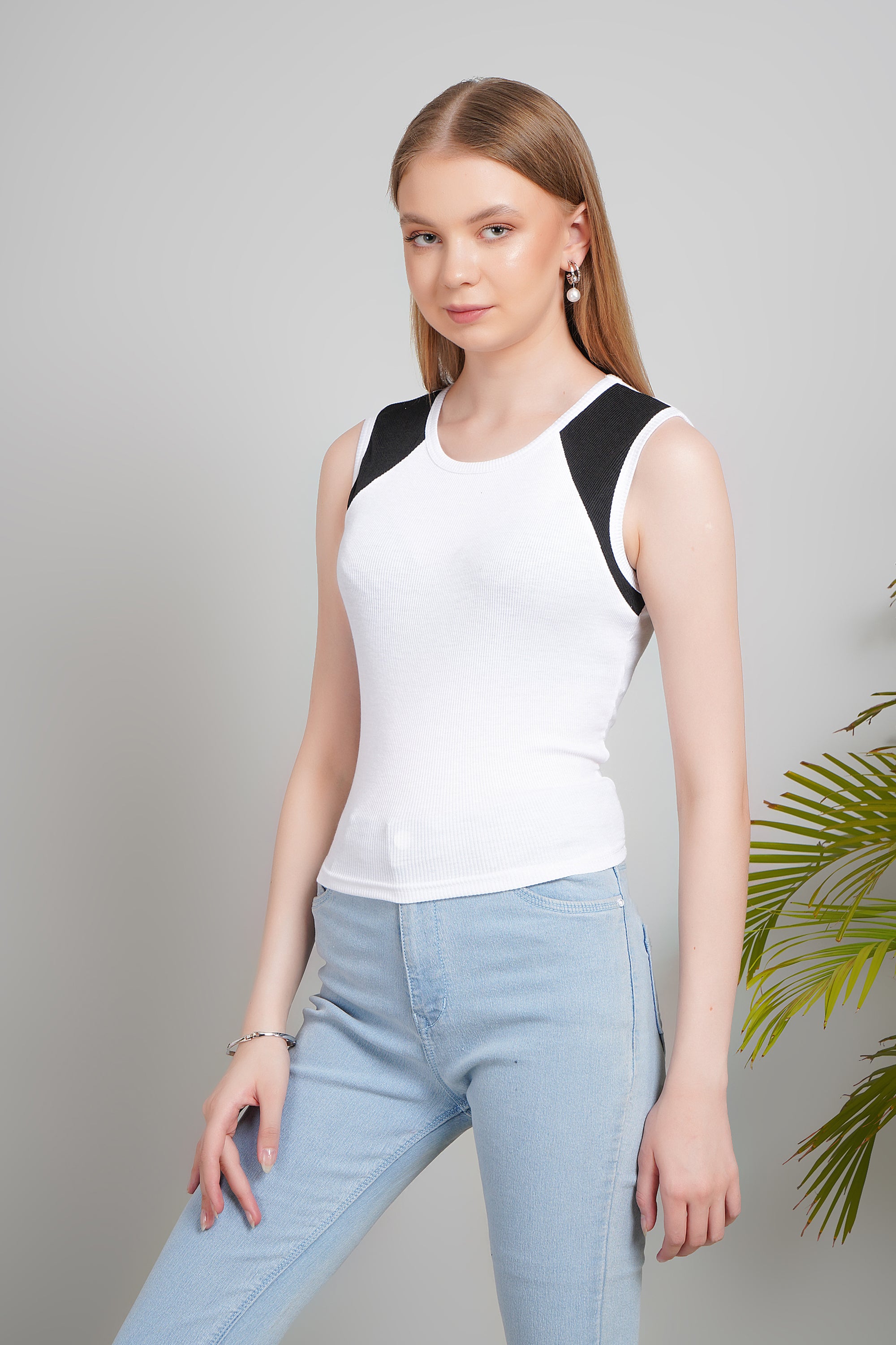 Women's Parkour Ribbed Tank Top, Sleeveless, Round Neck, Slim Fit