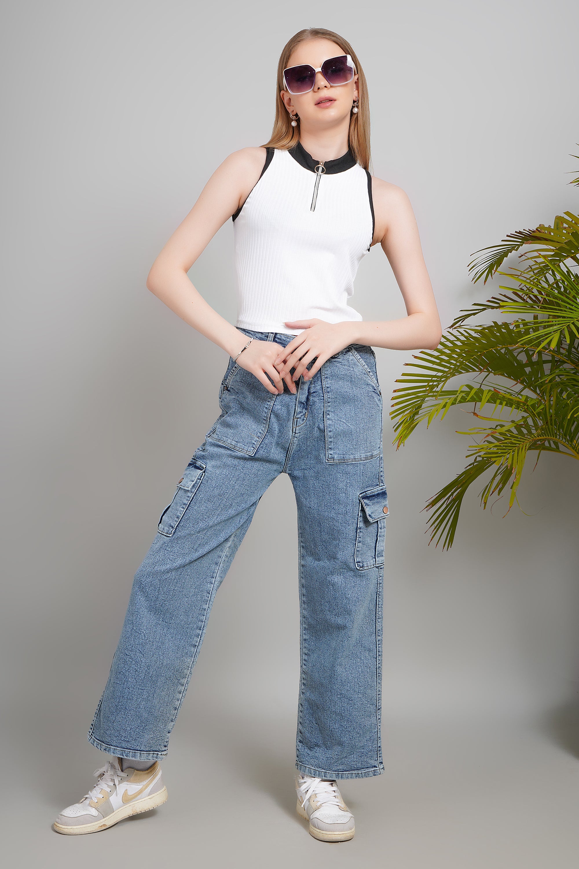 Women's Sleeveless Crop Tank Top – Stretchable Cotton Blend | Casual Summer Top for Girls & Women