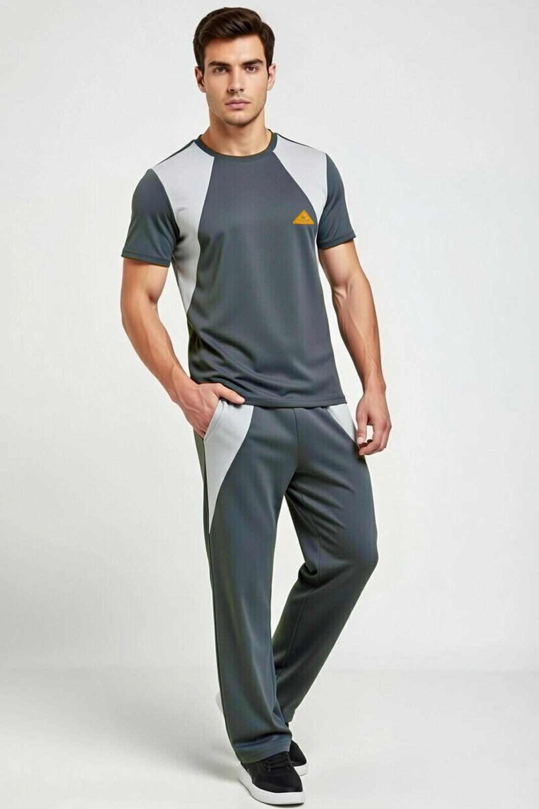 Men’s Polyester Tracksuit Set | Round Neck Half Sleeve Sportswear