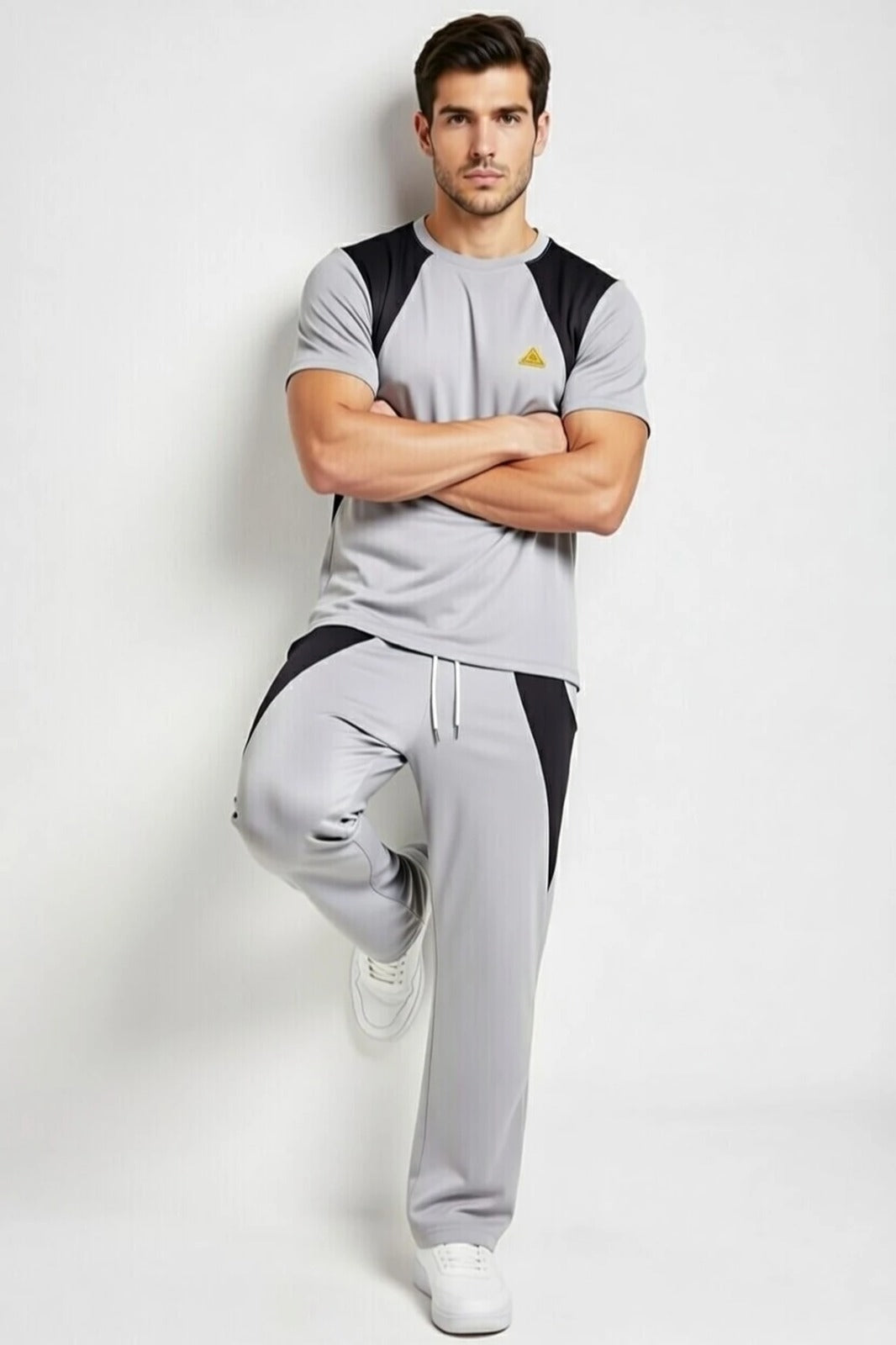 Men’s Polyester Tracksuit Set | Round Neck Half Sleeve Sportswear