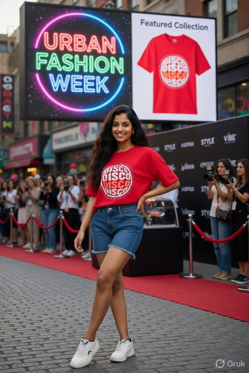 Zicada Pink Oversized Disco Graphic Printed T-Shirt for Girls & Women | T-shirt for women