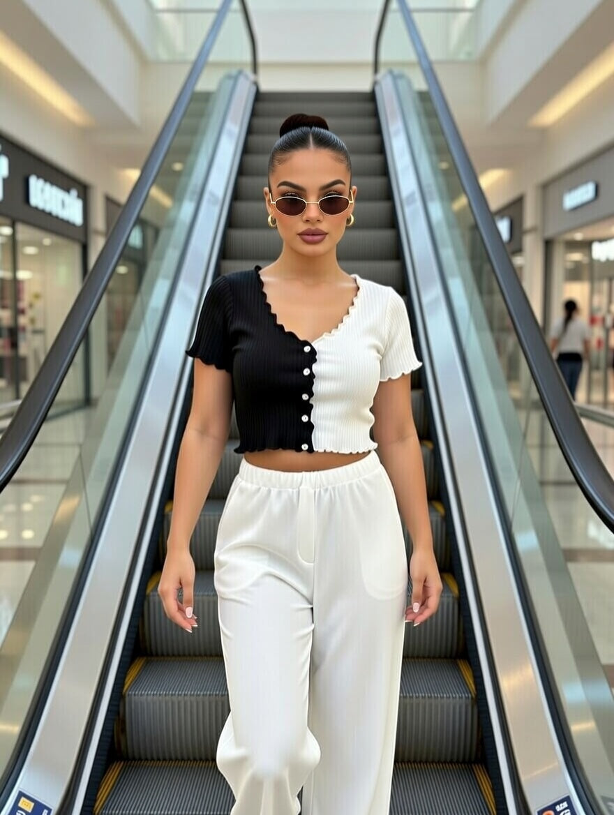 Women's Color Block V Neck Crop Top, Short Sleeve Lettuce Trim Button T-Shirt for Summer