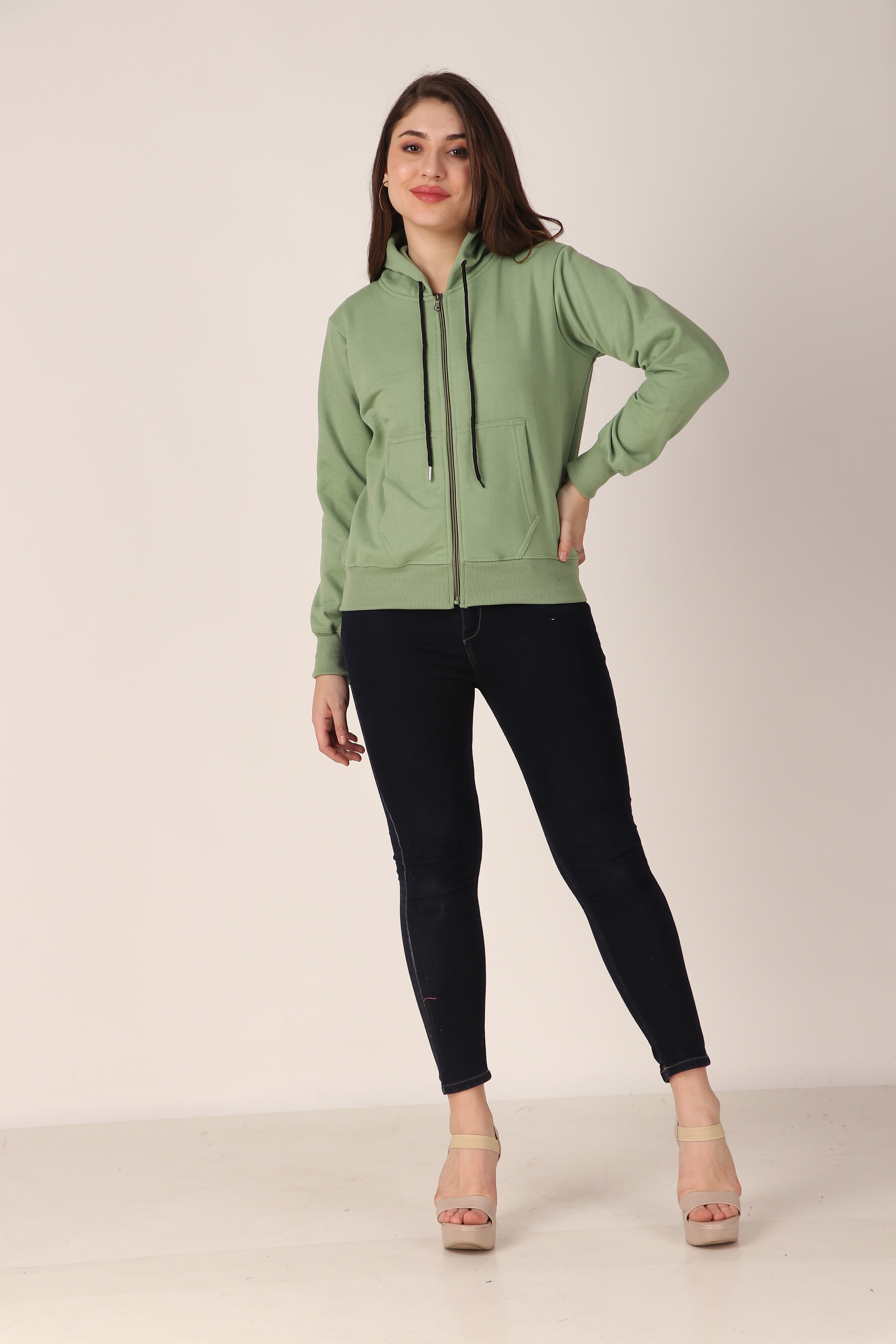 Women's Zip-Up Hoodie Full Zip Cotton Blend Hoodie with Pockets, Long Sleeve