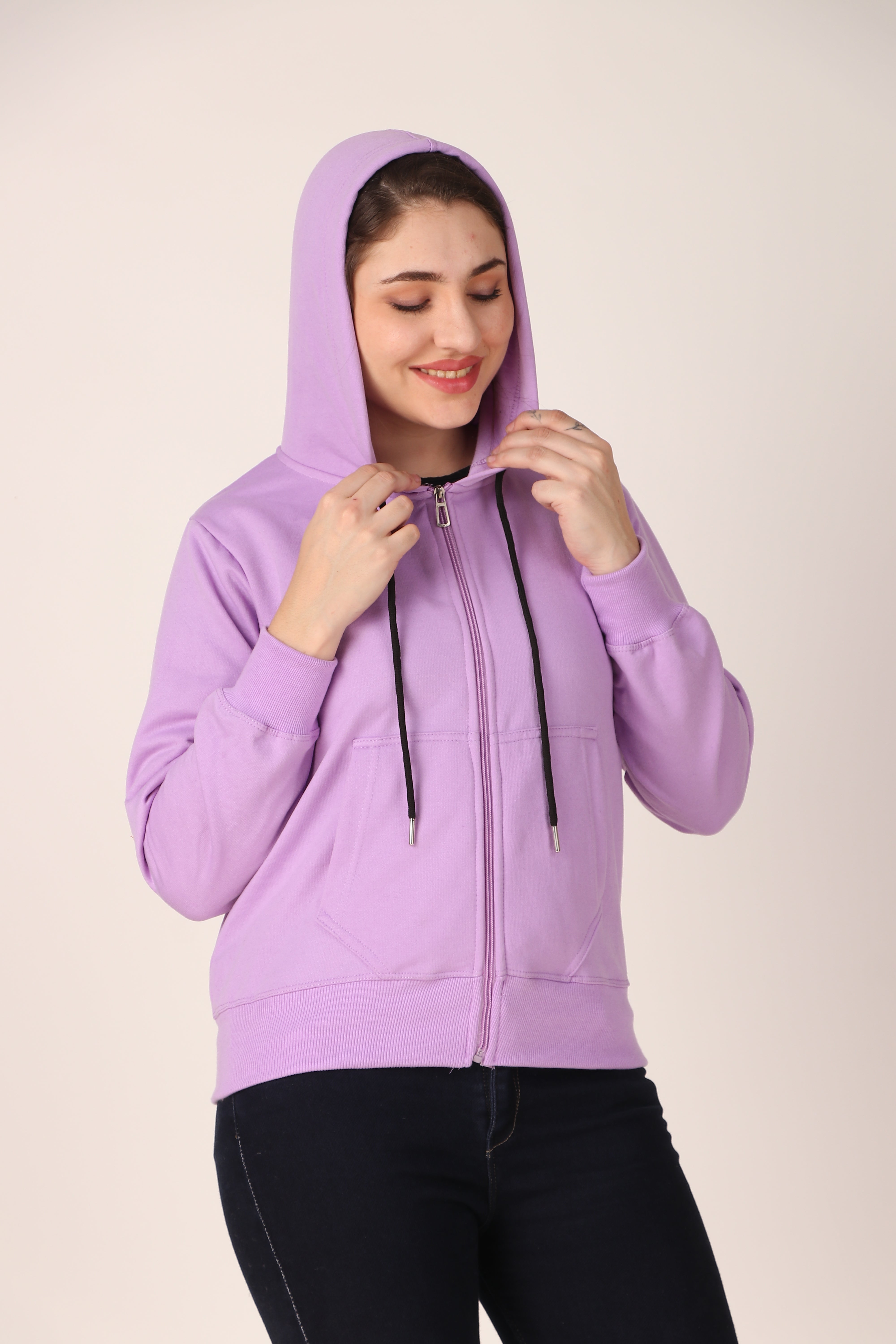 Women's Zip-Up Hoodie Full Zip Cotton Blend Hoodie with Pockets, Long Sleeve