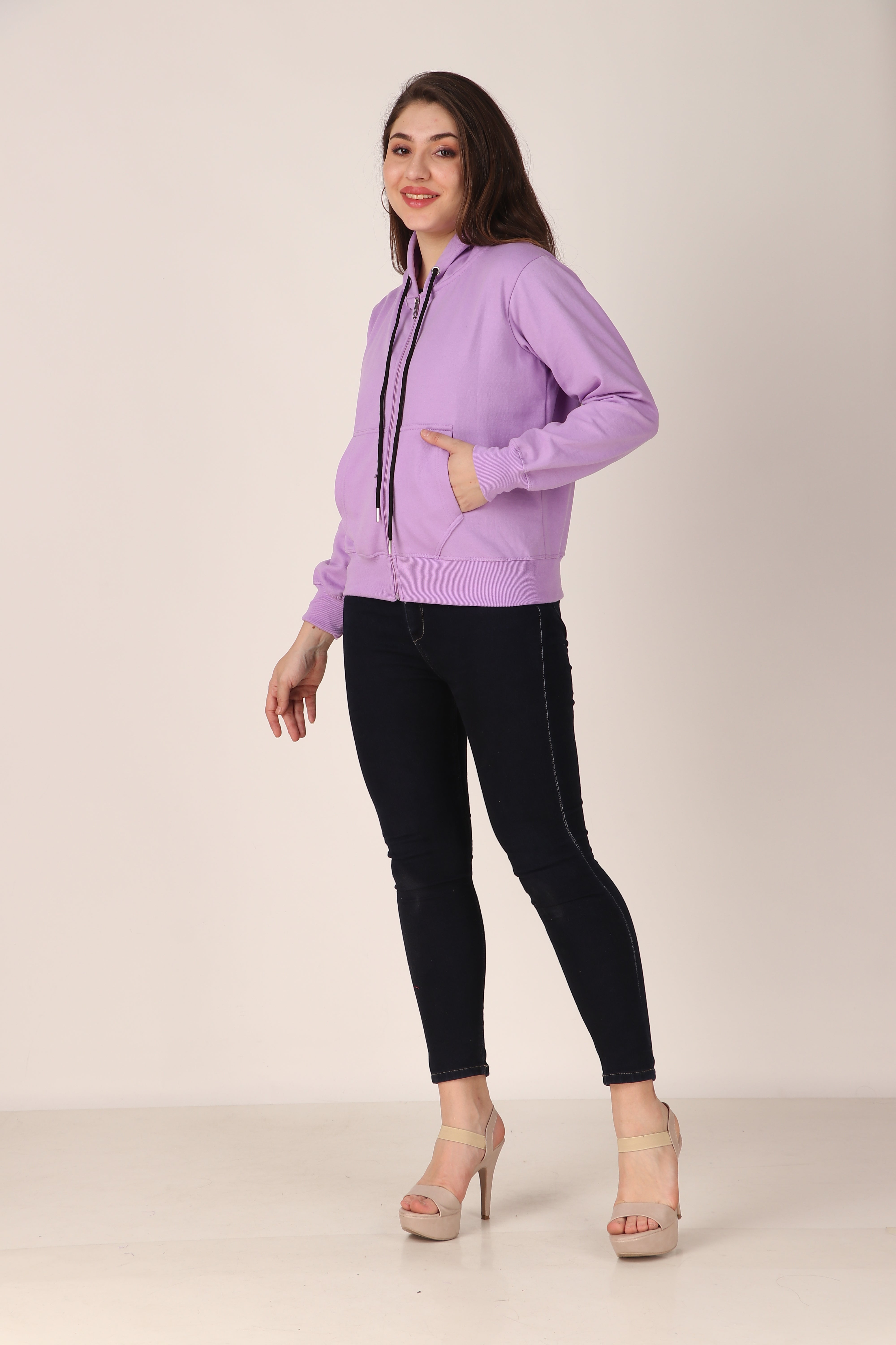 Women's Zip-Up Hoodie Full Zip Cotton Blend Hoodie with Pockets, Long Sleeve