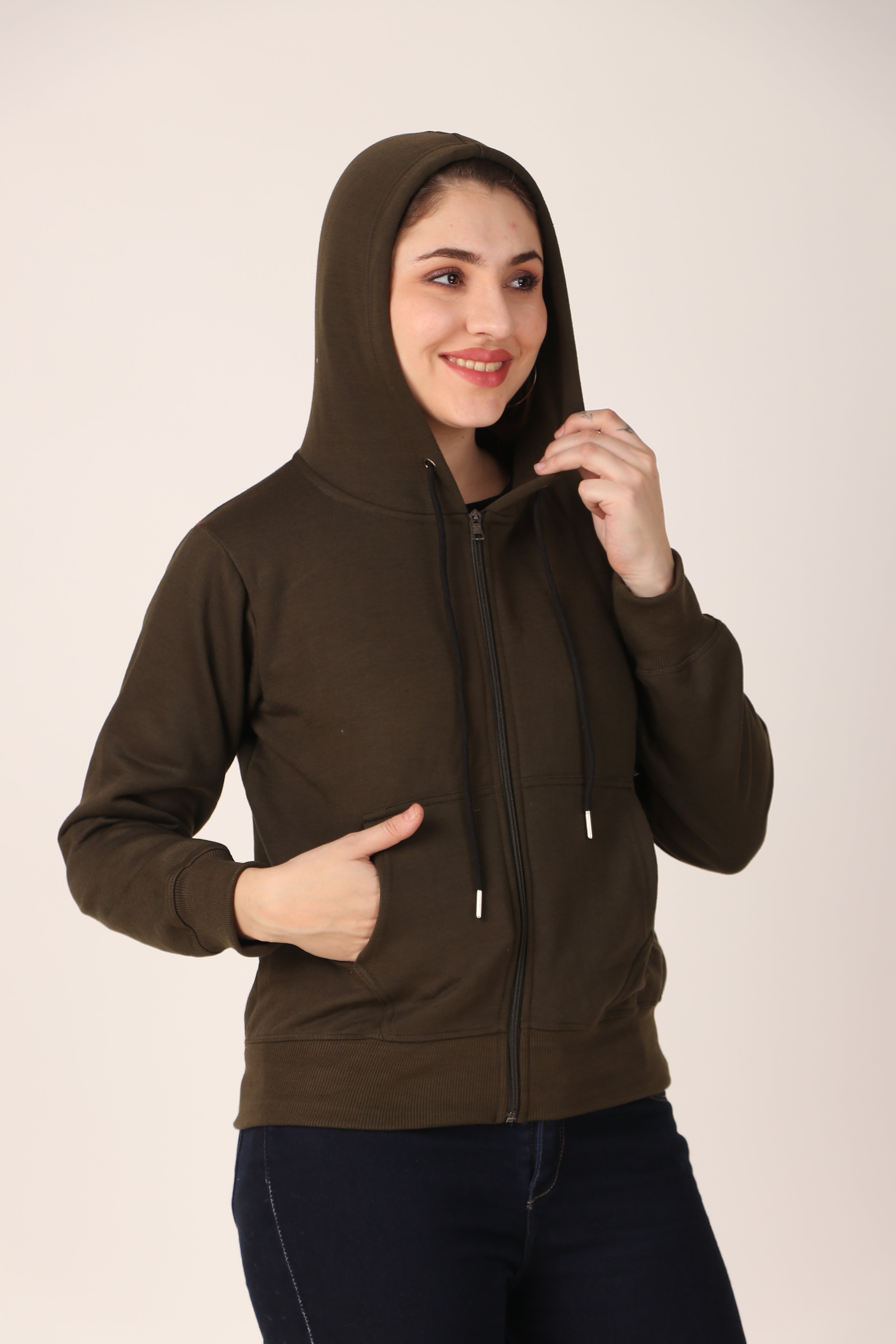 Women's Zip-Up Hoodie Full Zip Cotton Blend Hoodie with Pockets, Long Sleeve